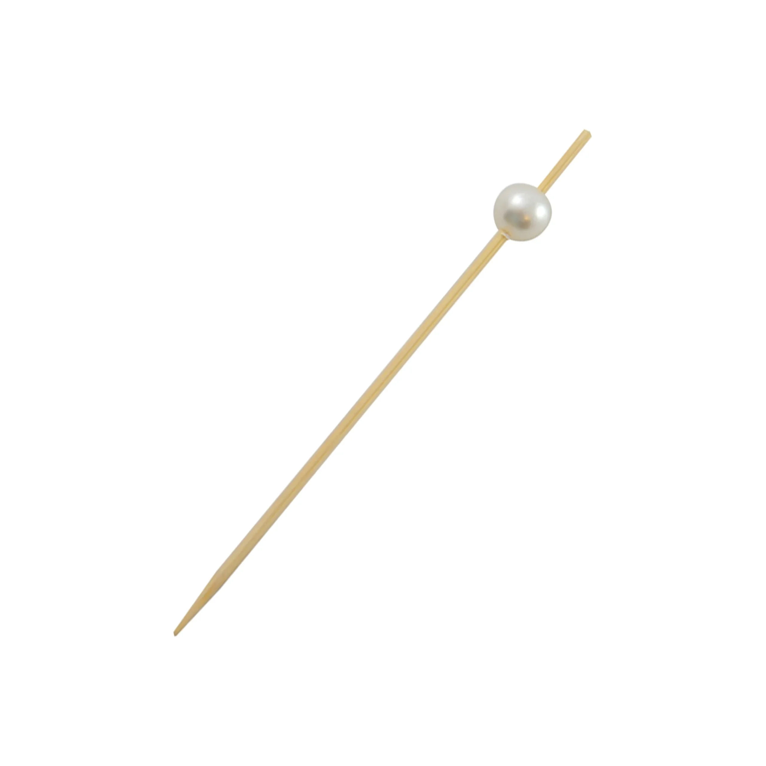 Picks, Bijou, 3.5 Inch, Bamboo, Natural, with White Pearl, Biodegradable, 3.5 Linear Inch,20 - 100 COUNT