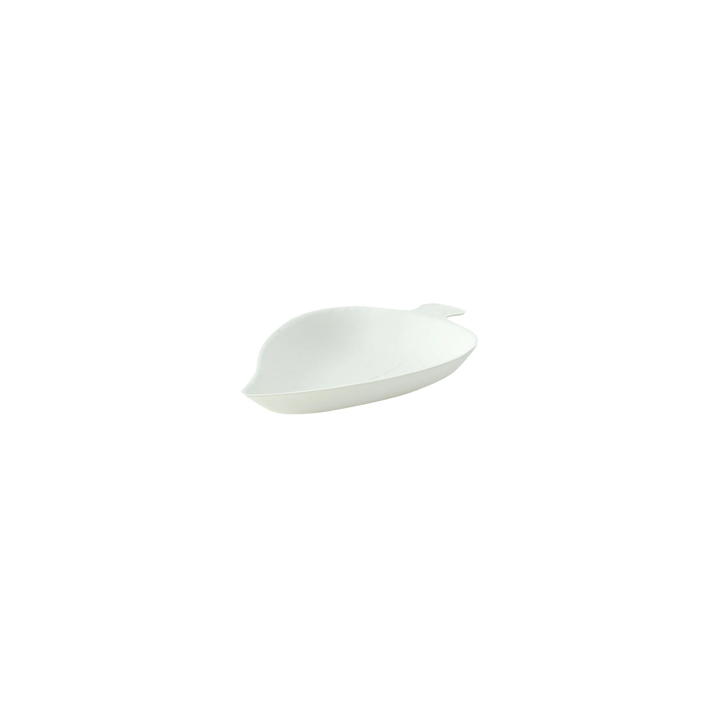 Plates, 3.5 x 2.35 x 0.47 Inch, Sugarcane, White, Leaf-Shaped,1 - 300 COUNT