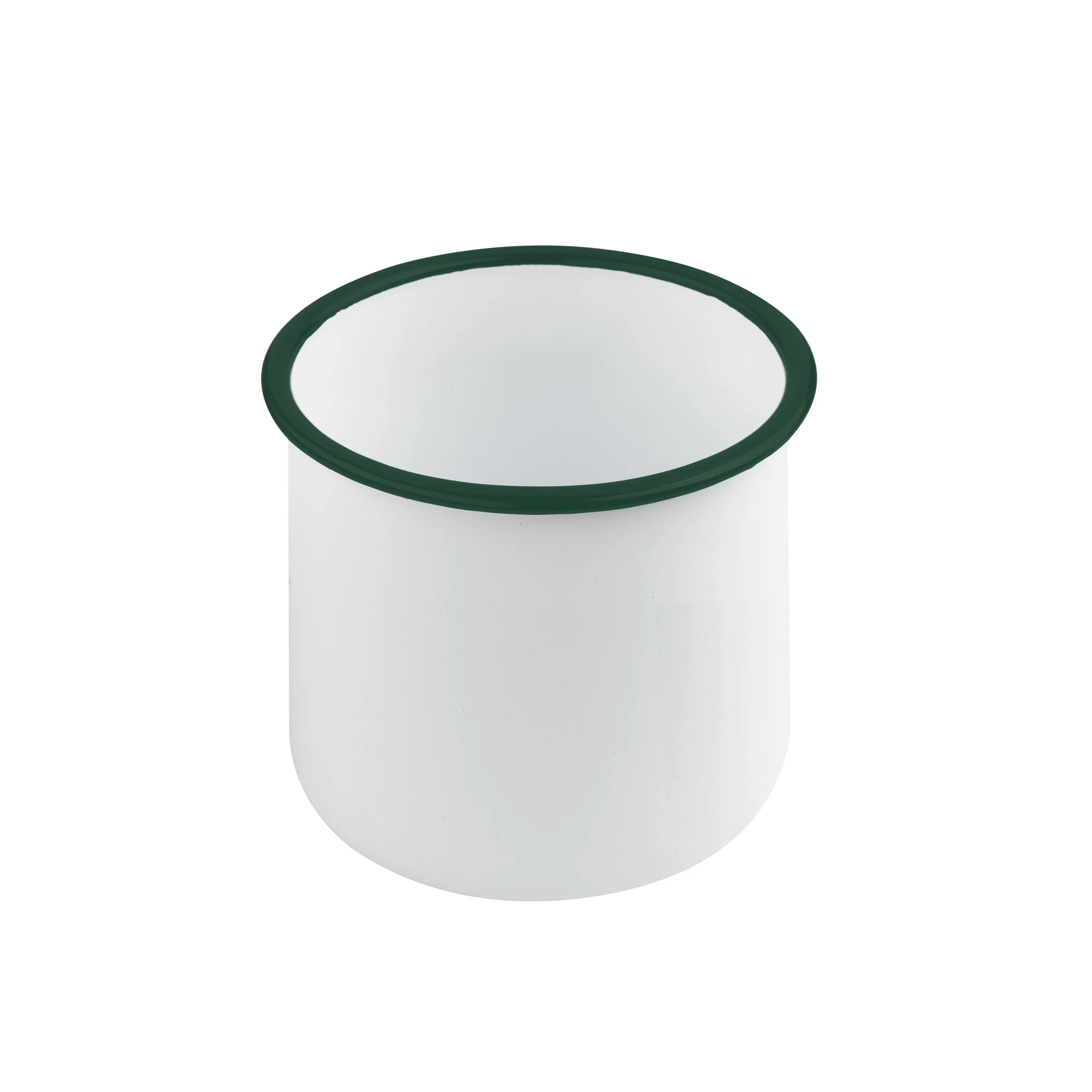 Bowls, Delipot, 23 Ounce, White Enameled, with Green Rim, Straight Side,12 - 1 EACH
