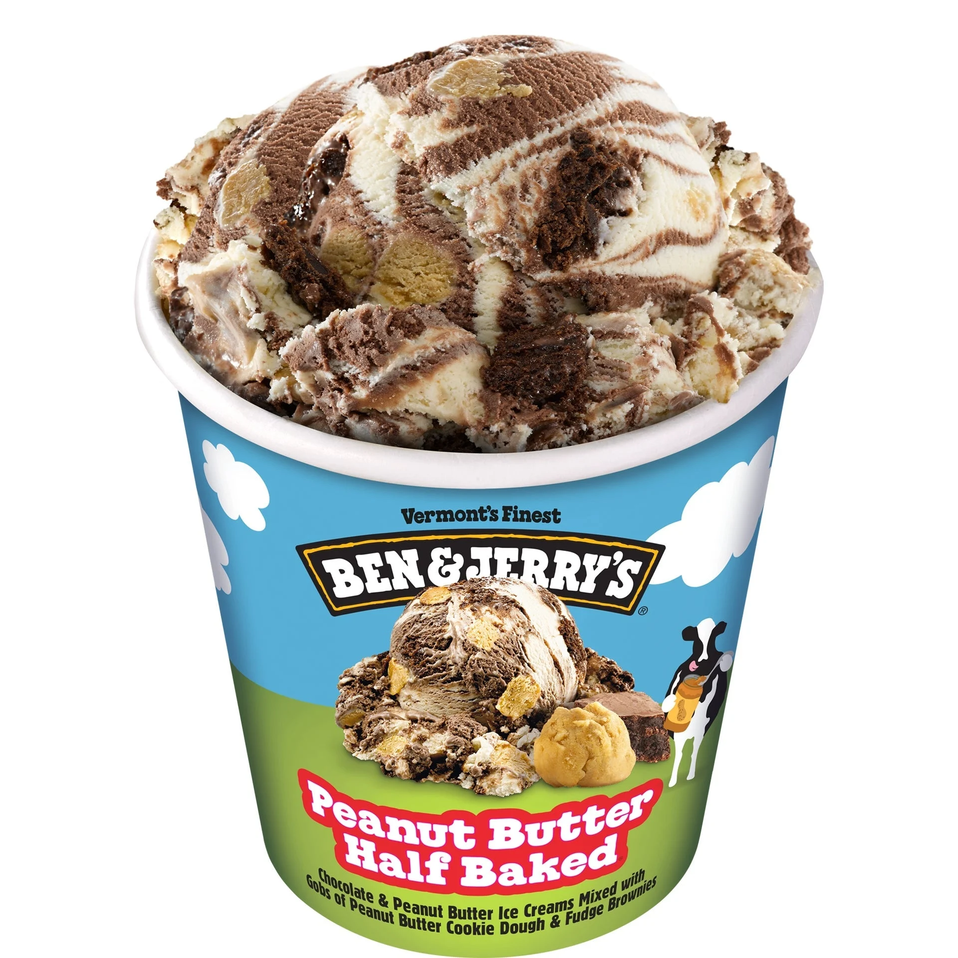 Ice Cream, Hard Serve, Peanut Butter Half Baked, 1 Ounce,8 - 16 FLUID