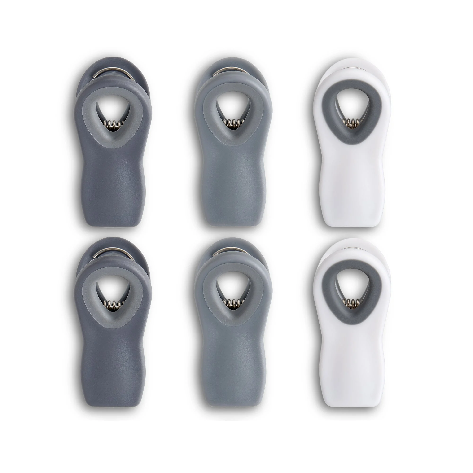 Clip Sets, Magnetic, 2.95 x 1.25 x 2 Inch, White/Grey/Charcoal, Plastic,6 - 6 COUNT