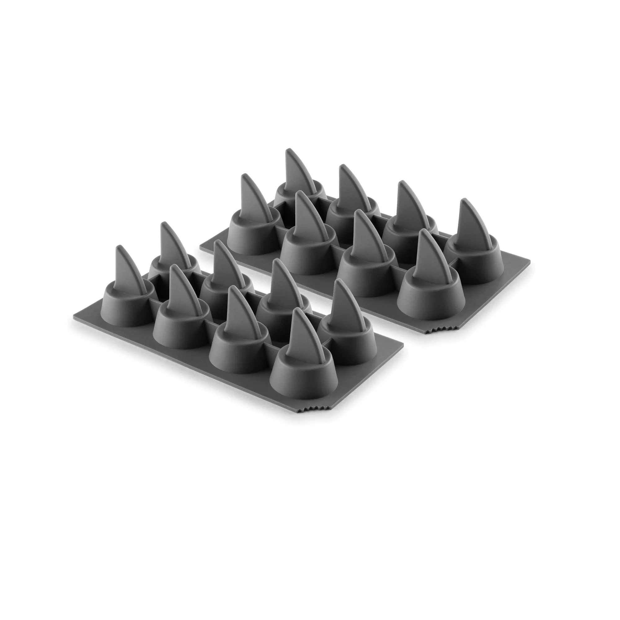 Trays, Ice, 8-Compartment, Shark Fin, Gray, Silicone, Heat Resistant up to 500 Degrees Fahr,6 - 2 COUNT