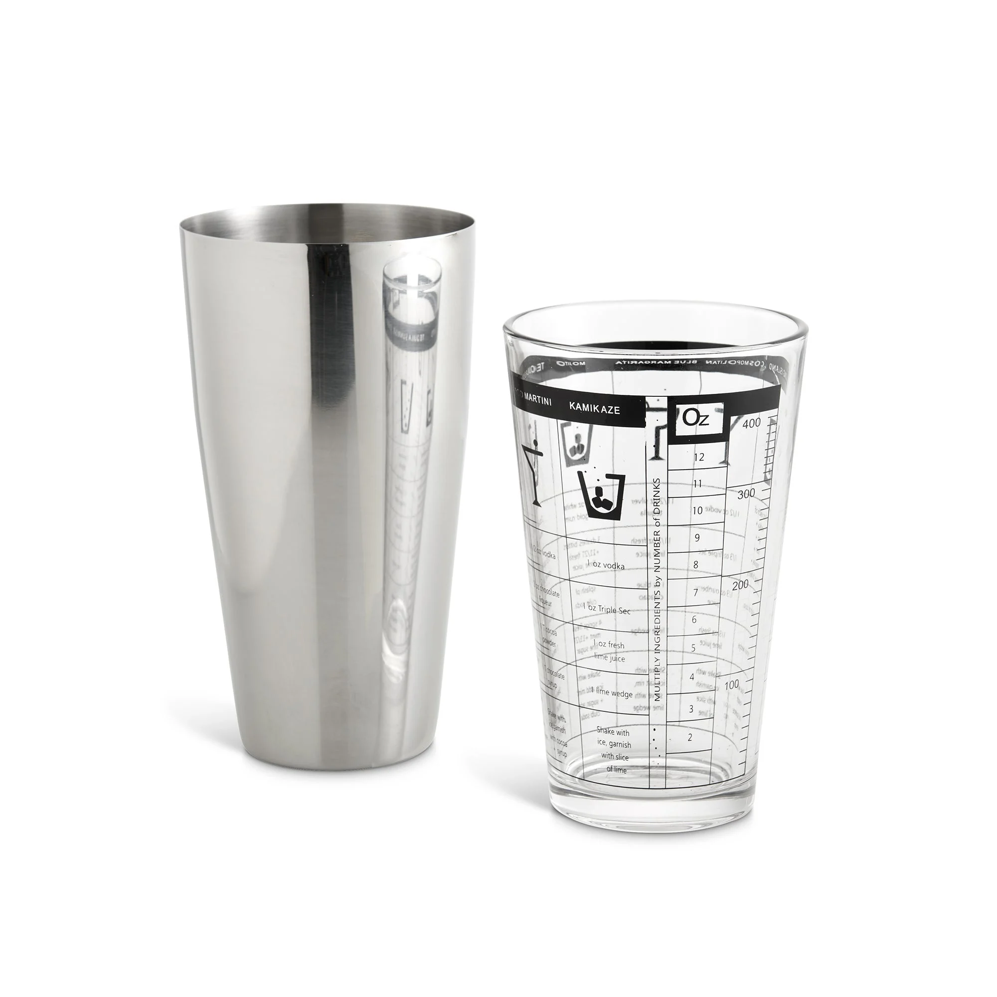 Shaker Set, Cocktail, Boston, Assorted, with 24 Ounce Shaker & 17 Ounce Mixin,6 - 1 EACH