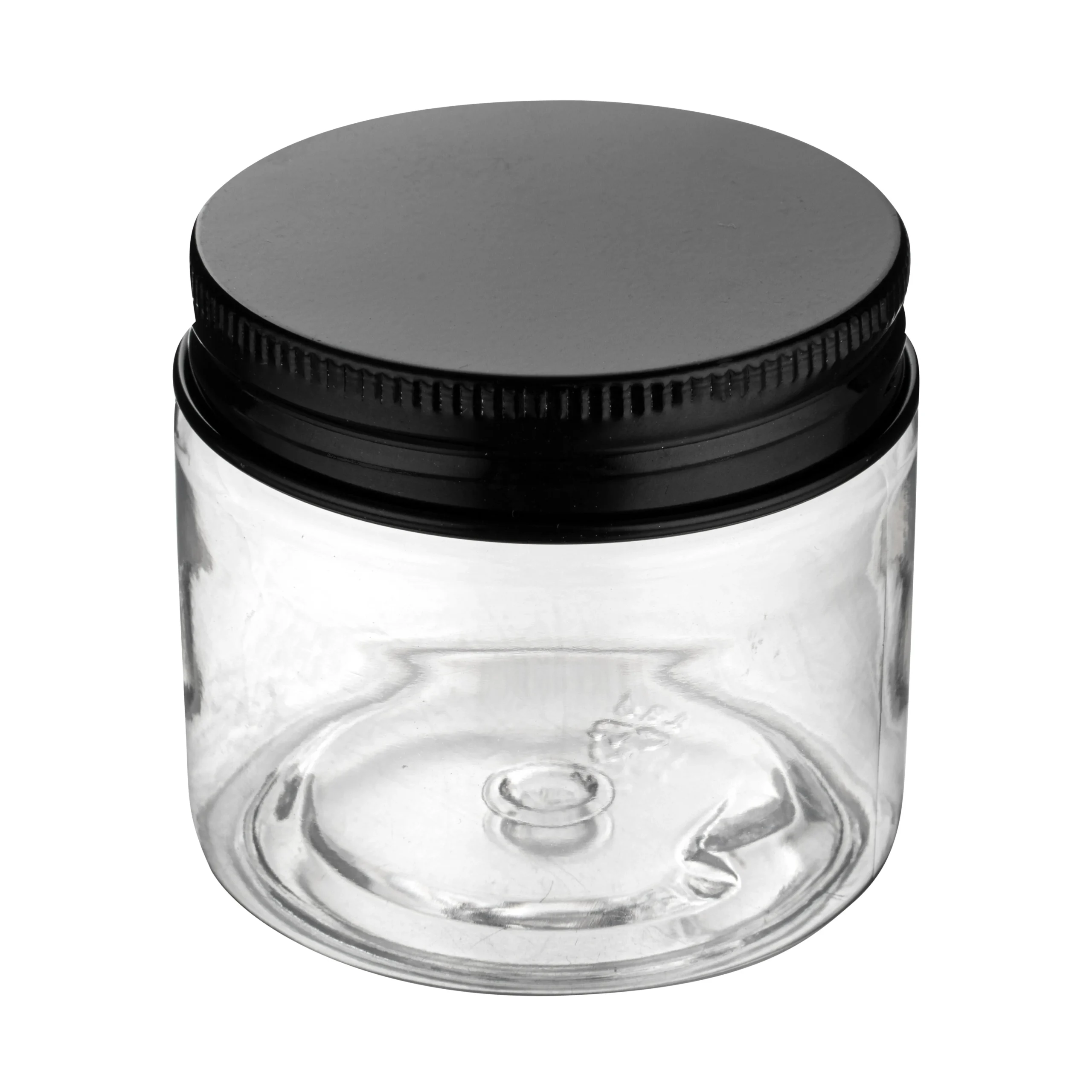 Jars, Candy & Snack, RW Base 2 Ounce, Plastic, Clear, with Black Aluminum Lid, 2 x 2 x 1.75 Inch,10 - 1 EACH