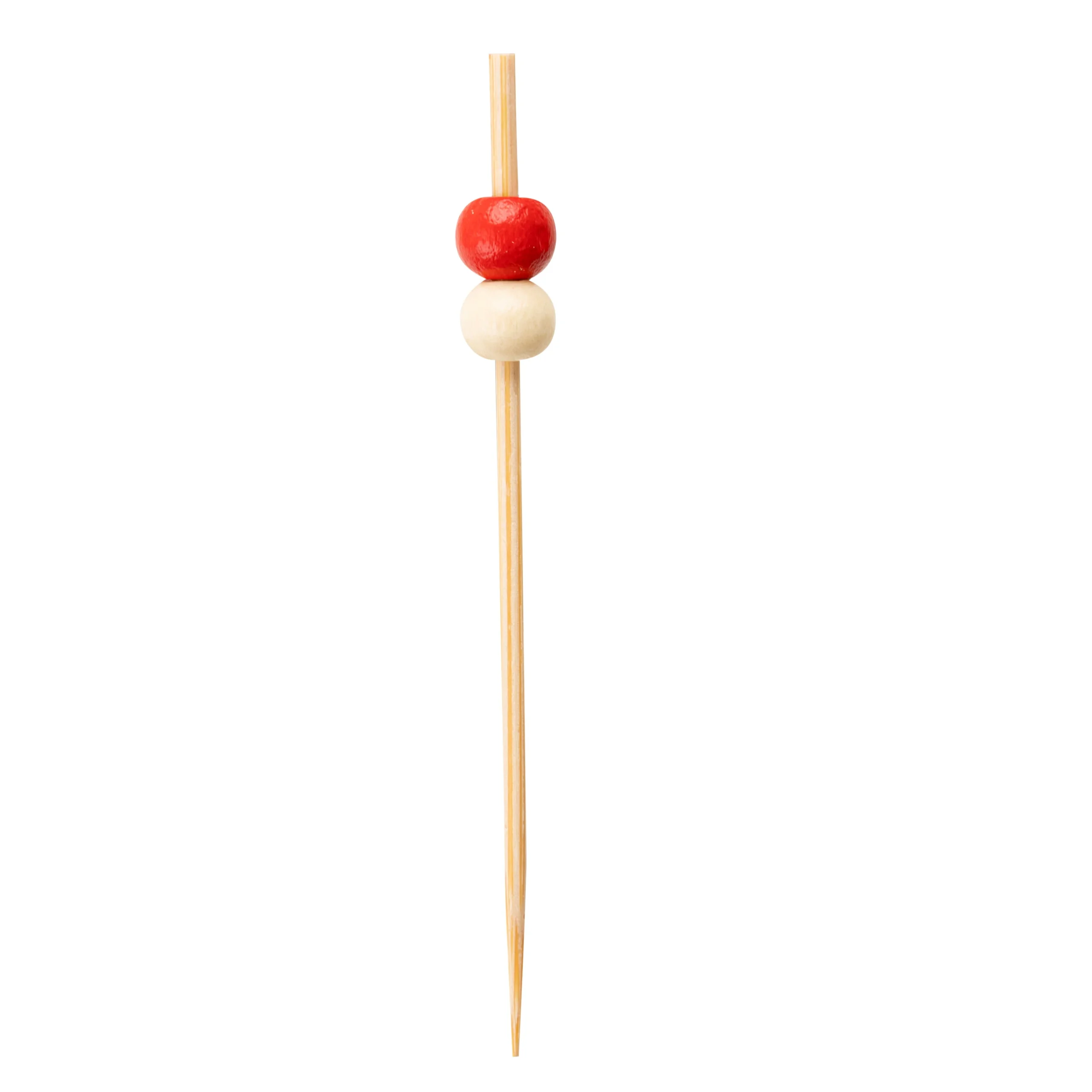 Skewers, 2.75 Inch, Bamboo, Red & White Beaded,100 - 1 EACH