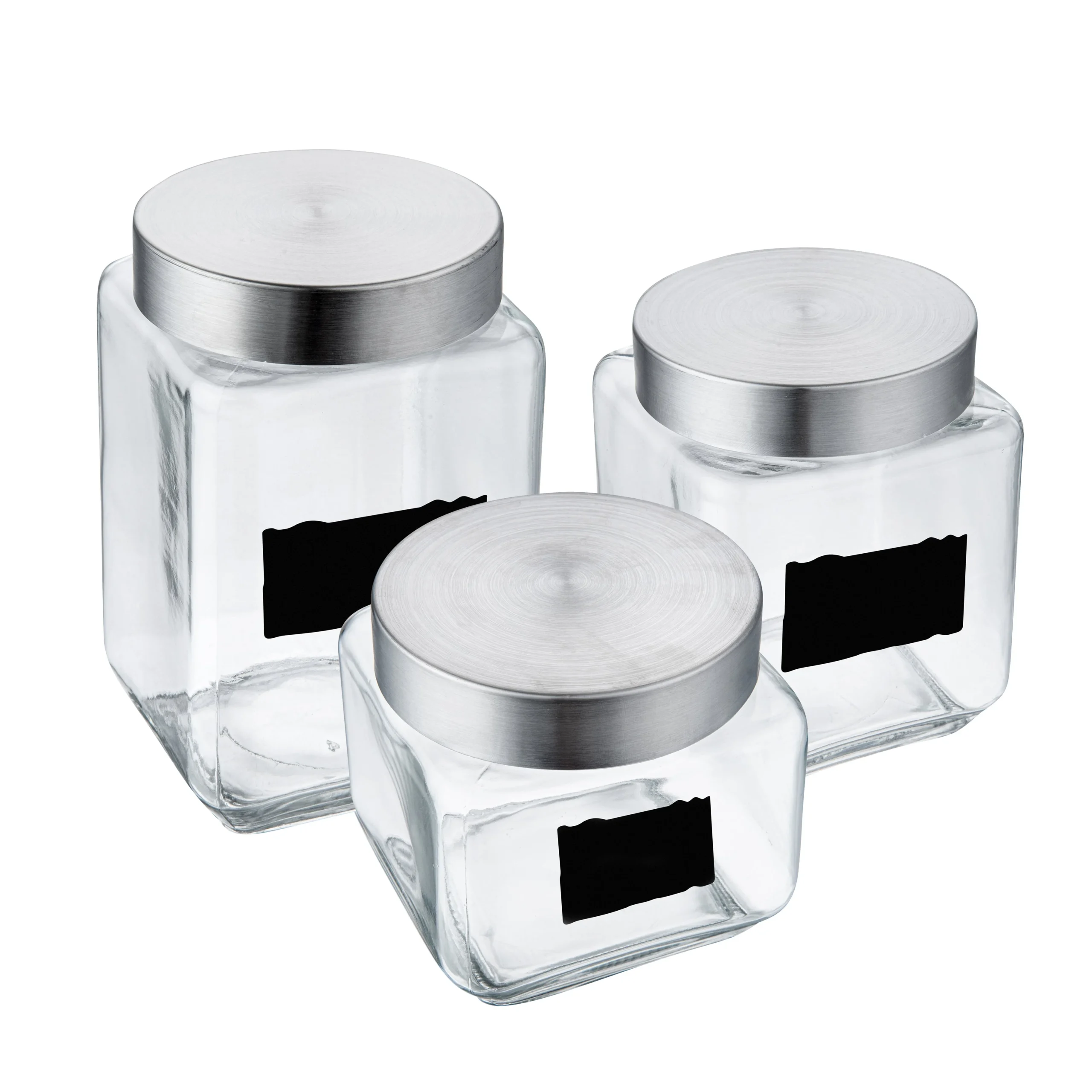 Jar Set, Storage, Vetri 3-Piece, Glass, with Lid & Chalkboard Label,1 - 1 EACH