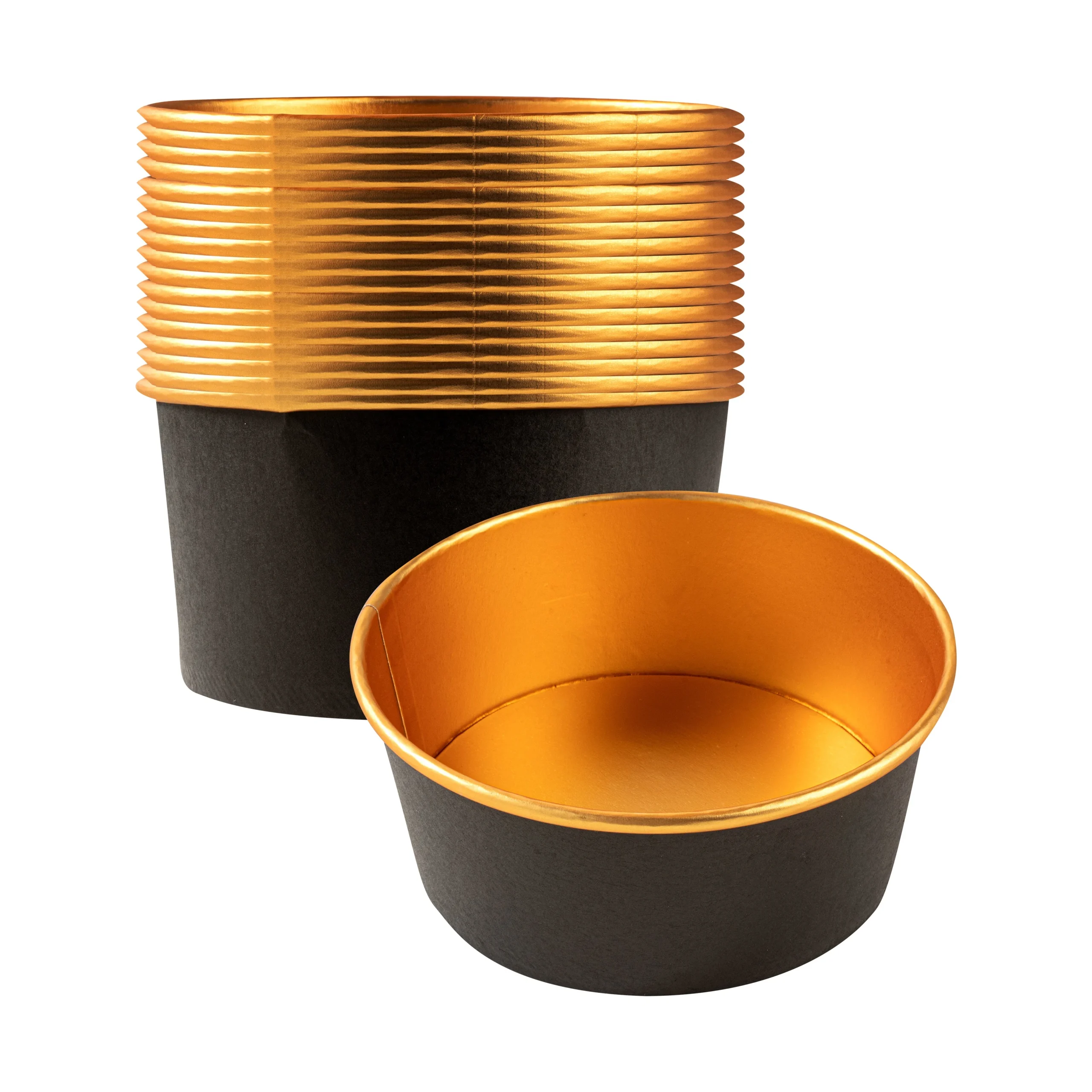Containers, Take Out, Foil Lux 25 Ounce, Paper, Black, 6 x 6 x 2.25 Inch, with Foil Interior,200 - 1 EACH
