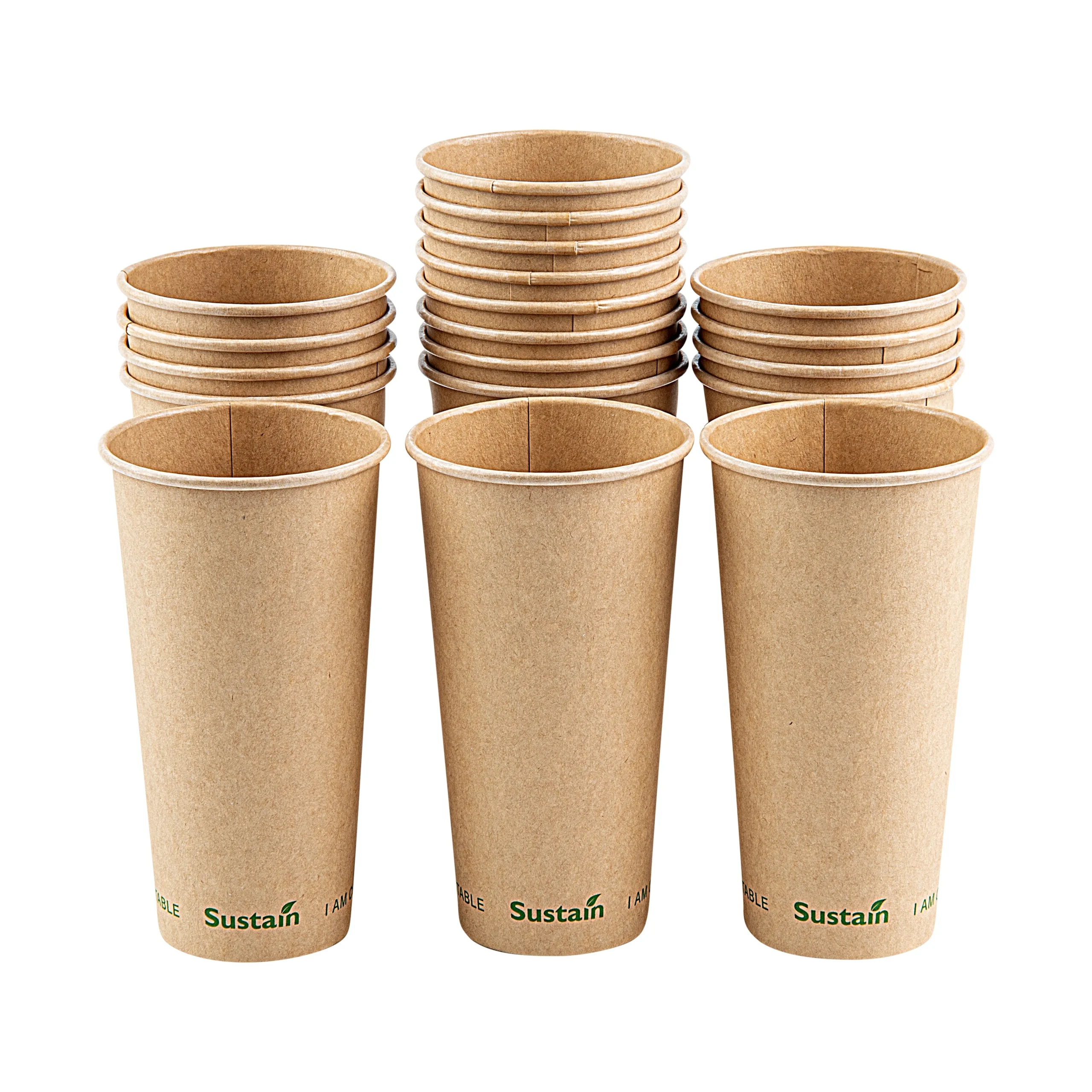 Cups, Hot, Sustain 20 Ounce, PLA-Lined Paper, Kraft, 3.5 x 3.5 x 6.25 Inch,1000 - 1 EACH