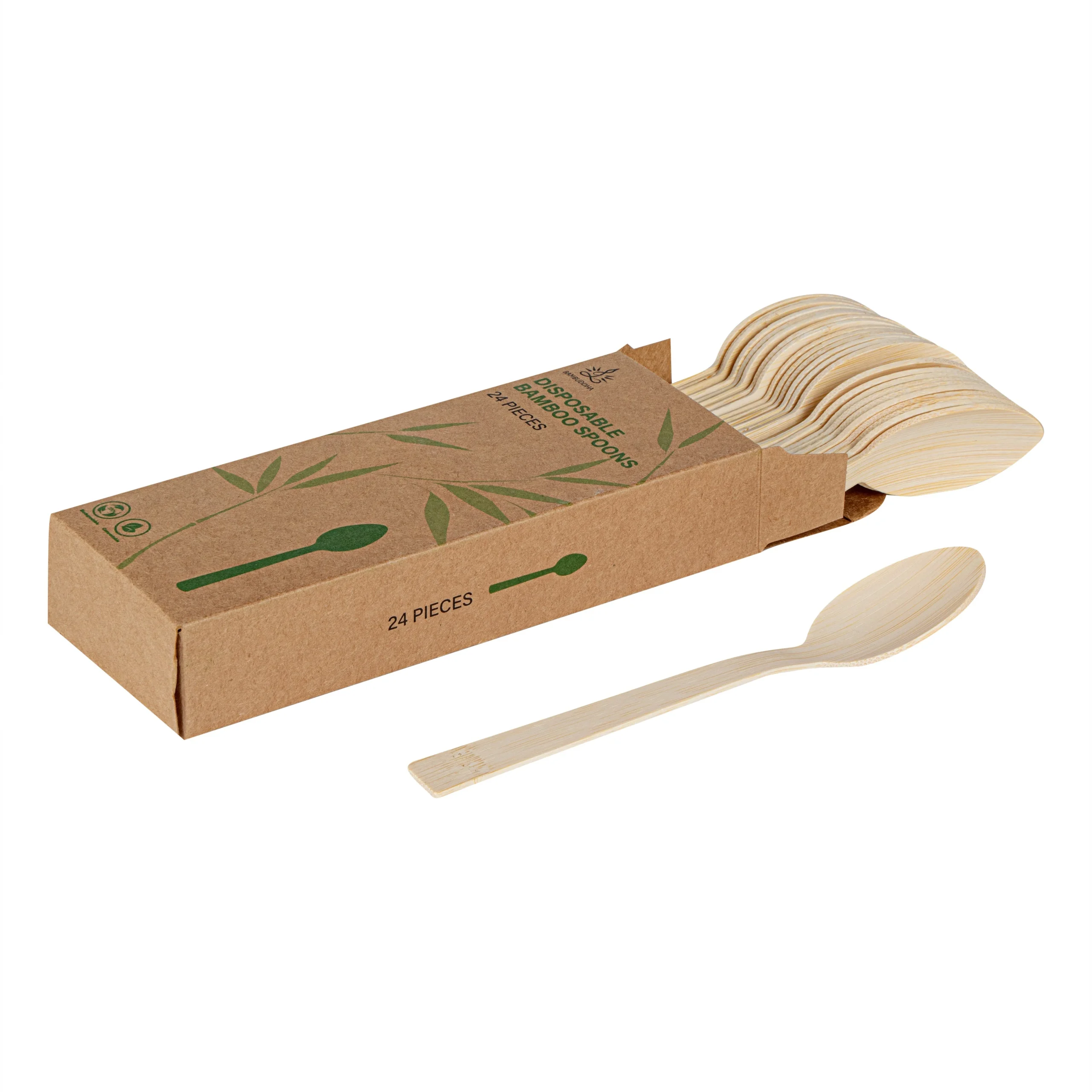 Spoons, Bambuddha, Bamboo, Natural, Retail, 7 x 1.25 Inch,24 - 1 EACH