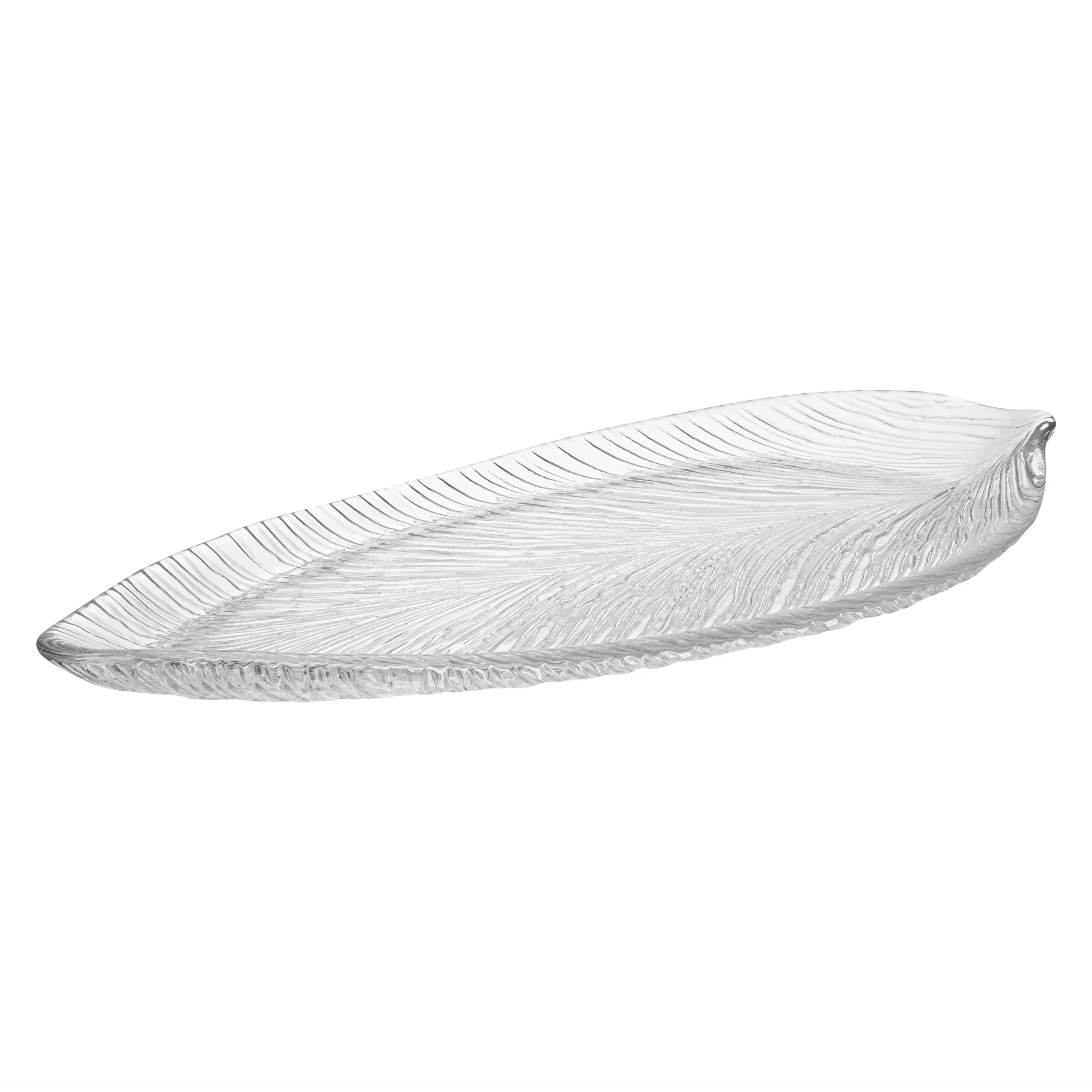Plate, Serving, Vetri 17 x 7.75 x 1.25 Inch, Glass, Clear, Leaf,1 - 1 EACH