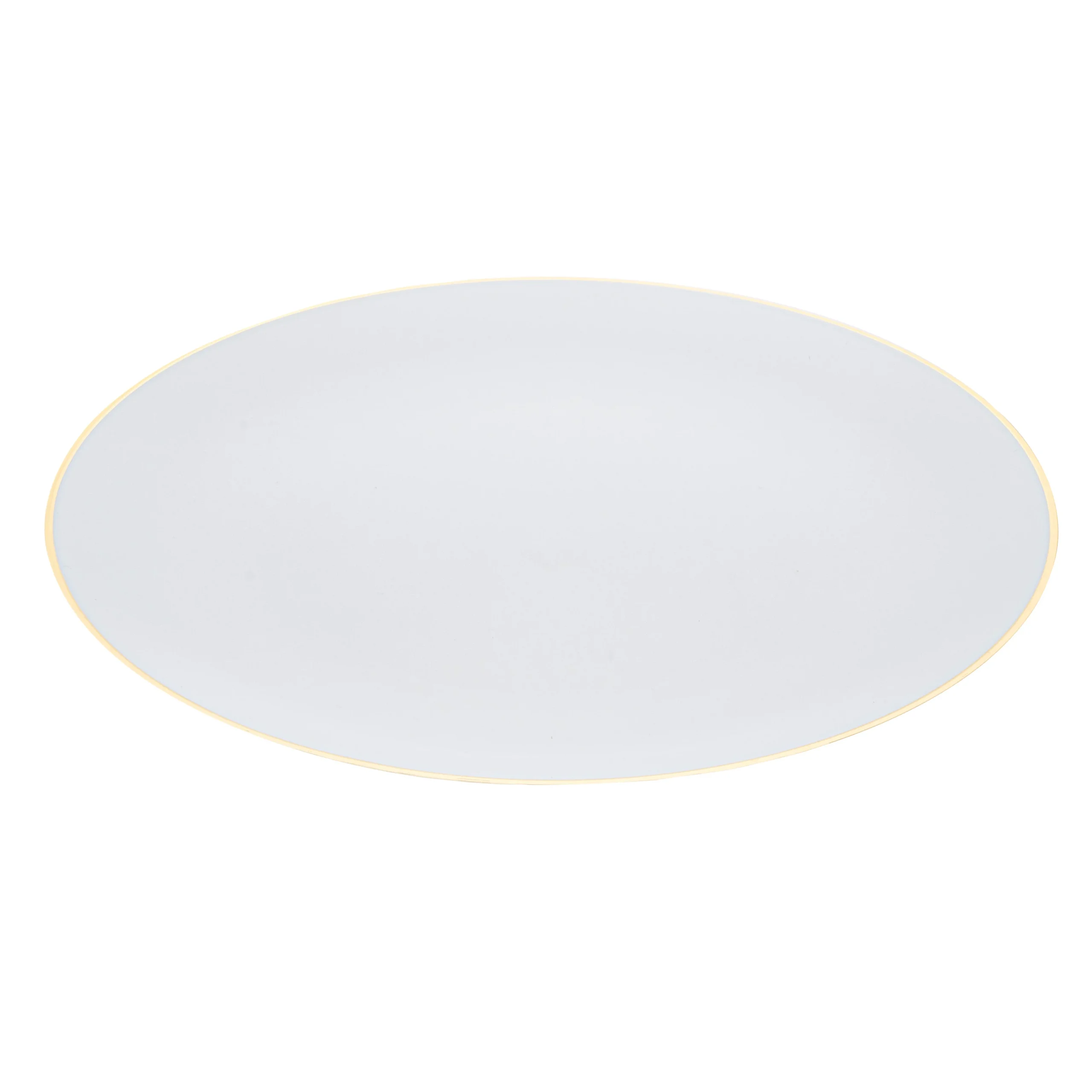 Plates, Moderna 10 x 0.75 Inch, Plastic, White with Gold-Rim, Round,40 - 1 EACH