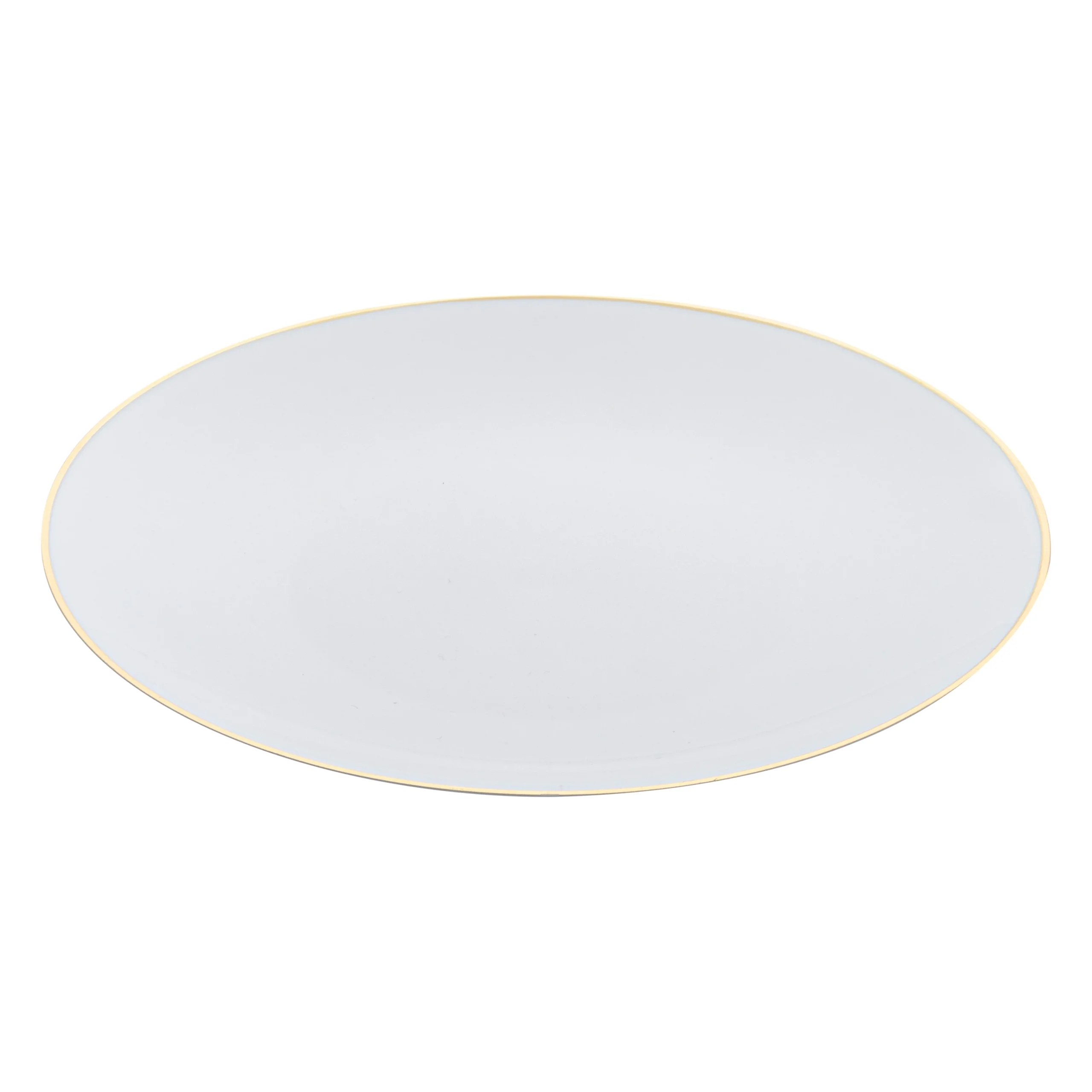 Plates, Moderna 7.5 x 0.5 Inch, Plastic, White with Gold-Rim, Round,40 - 1 EACH