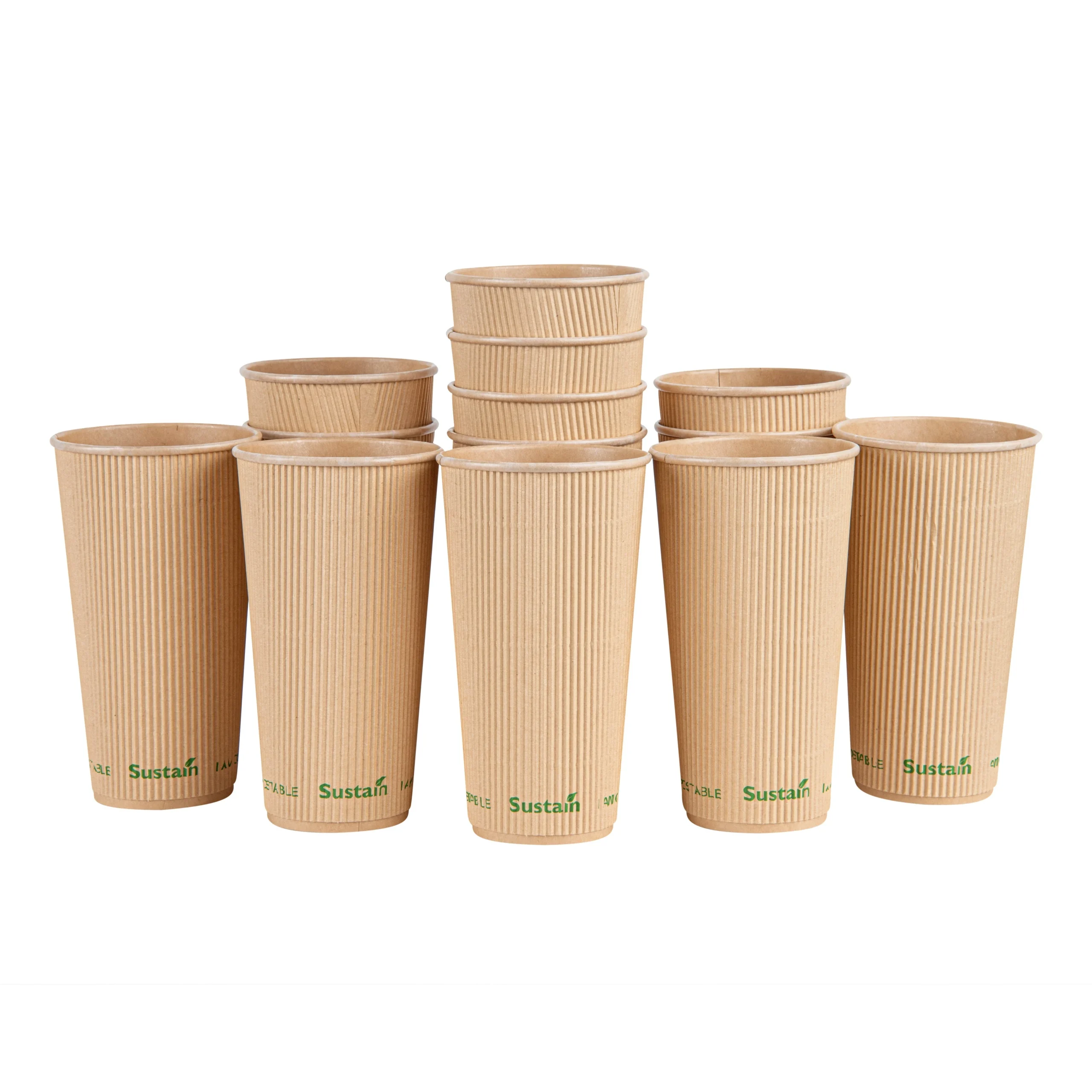 Cups, Hot, Sustain 20 Ounce, PLA-Lined Paper, Kraft, 3.5 x 3.5 x 6.25 Inch,250 - 1 EACH
