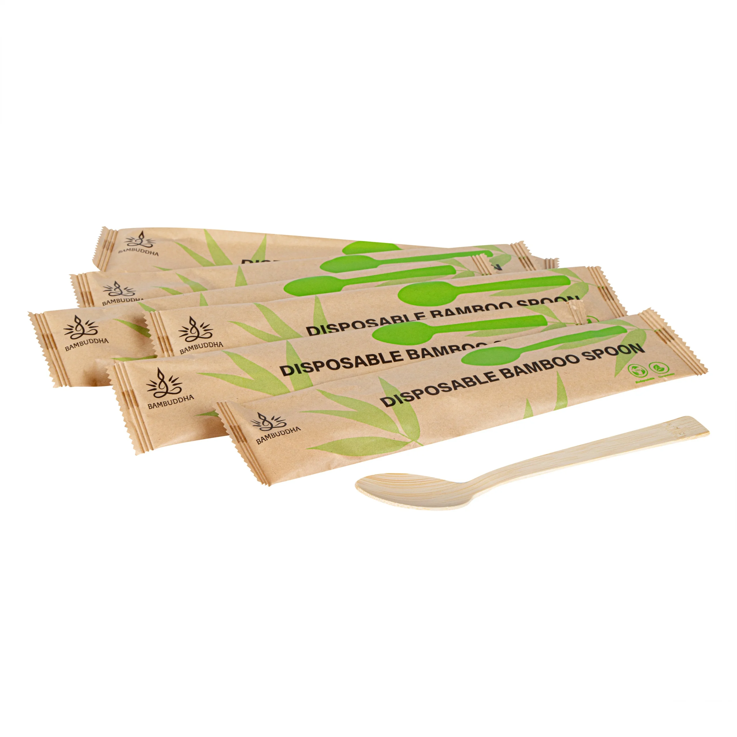 Spoons, Bambuddha, Bamboo, Natural, Kraft Paper Pouch, 7 x 1.25 Inch,1000 - 1 EACH