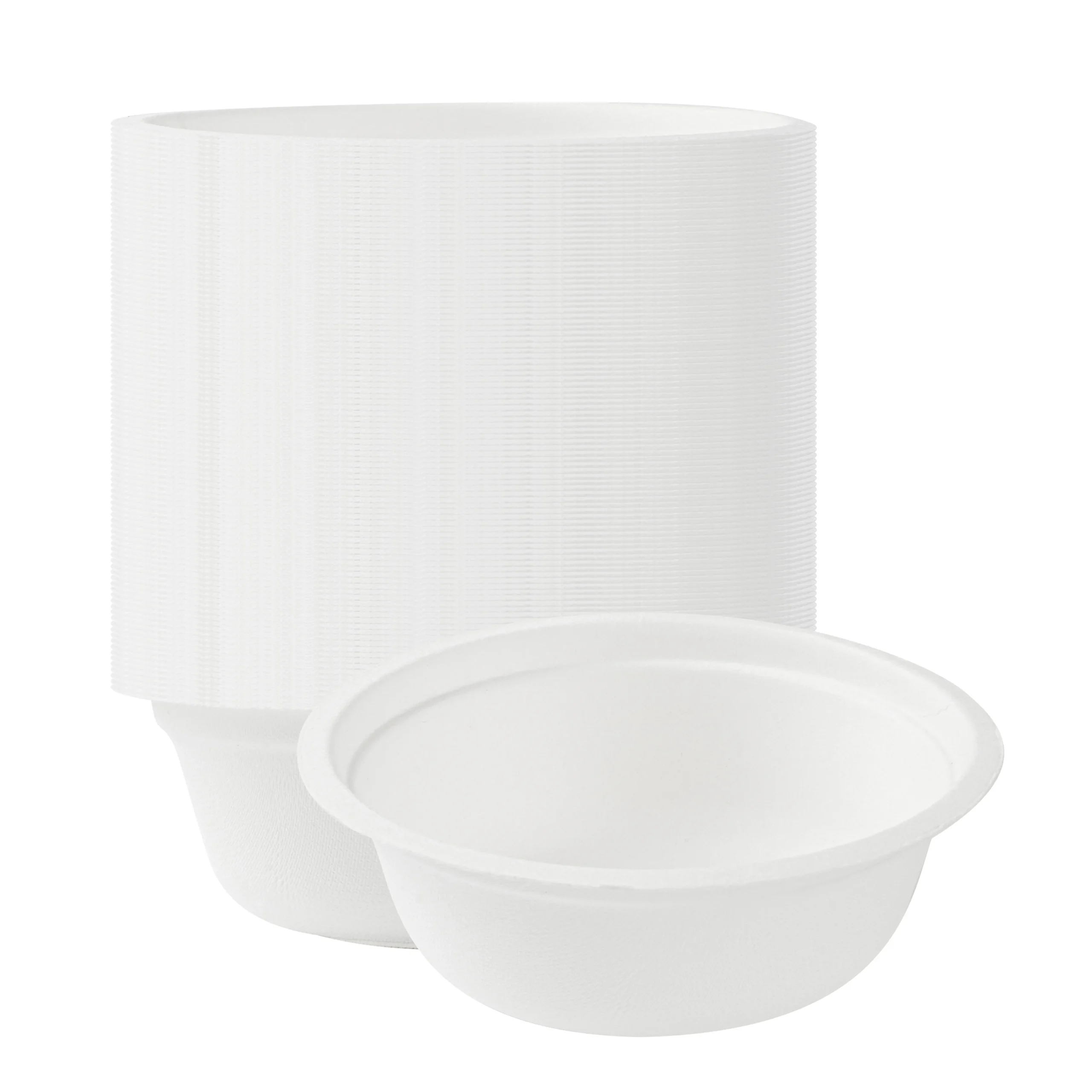 Bowls, Salad, Pulp Safe, Sugarcane & Bagasse, White, Round, 5.25 x 5.25 x 1.75 Inch,100 - 1 EACH