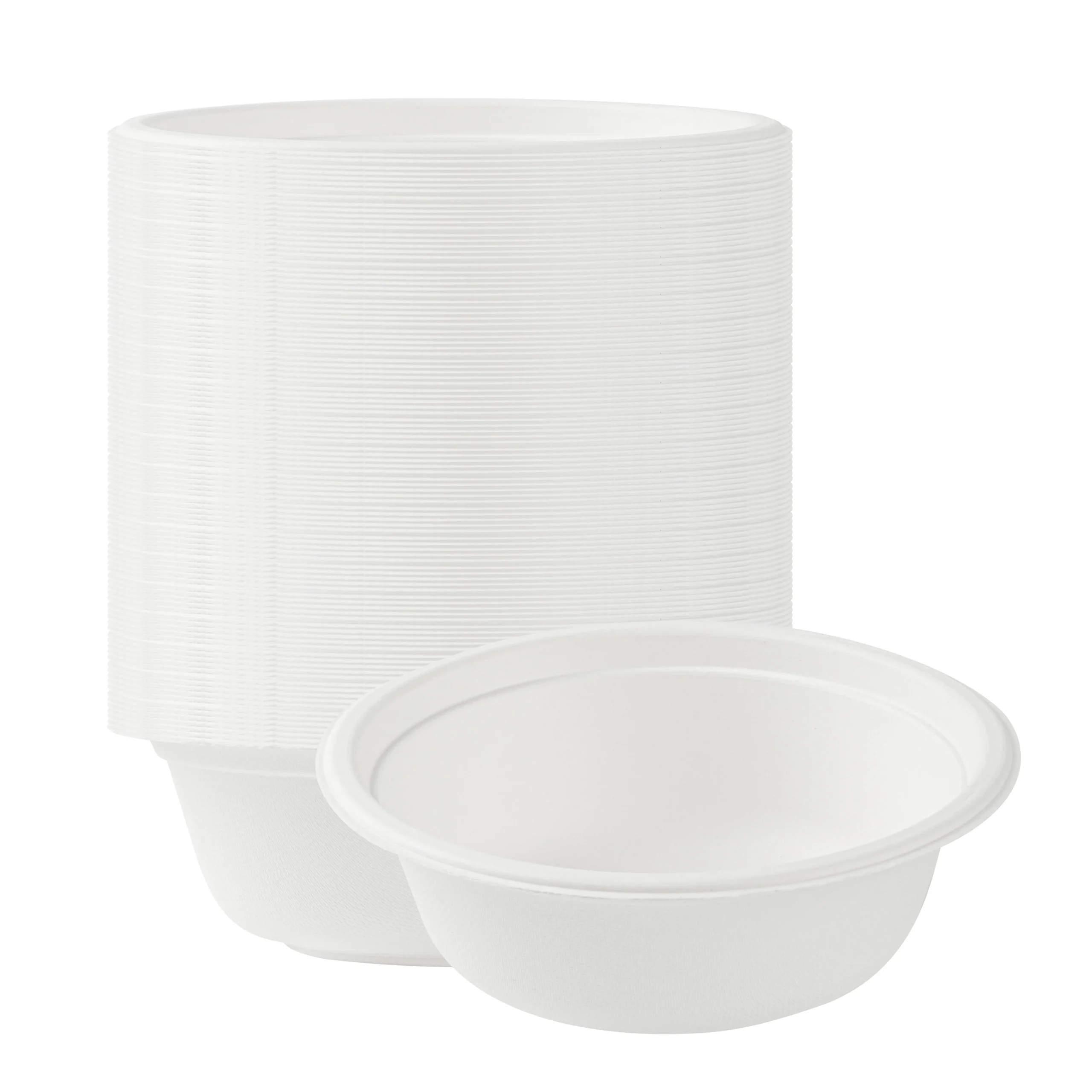 Bowls, Salad, Pulp Safe, Sugarcane & Bagasse, White, Round, 6.25 x 6.25 x 1.75 Inch,100 - 1 EACH