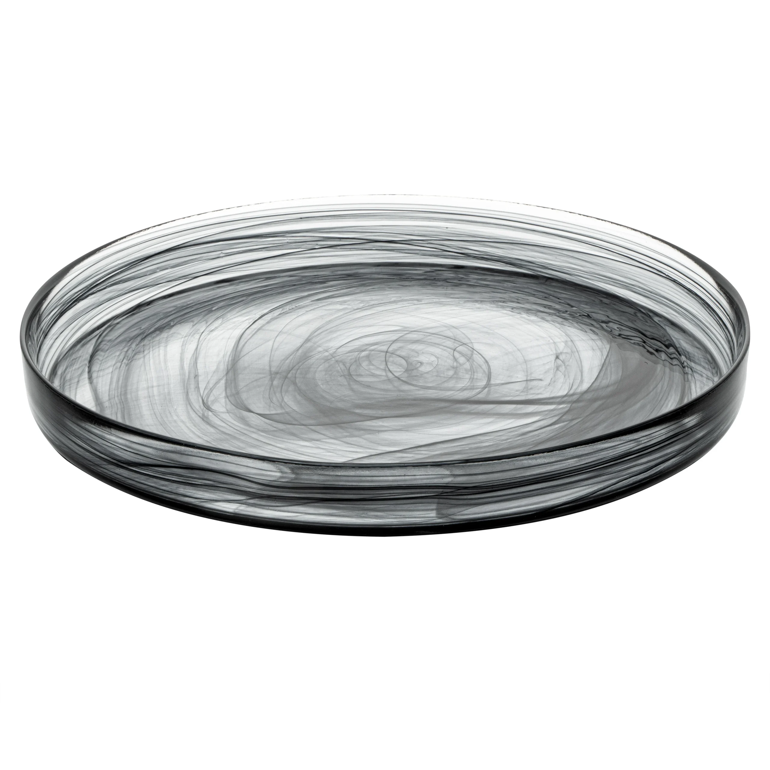 Plates, Vetri 11 x 11 x 1.25 Inch, Glass, Black Alabaster, Round,6 - 1 EACH