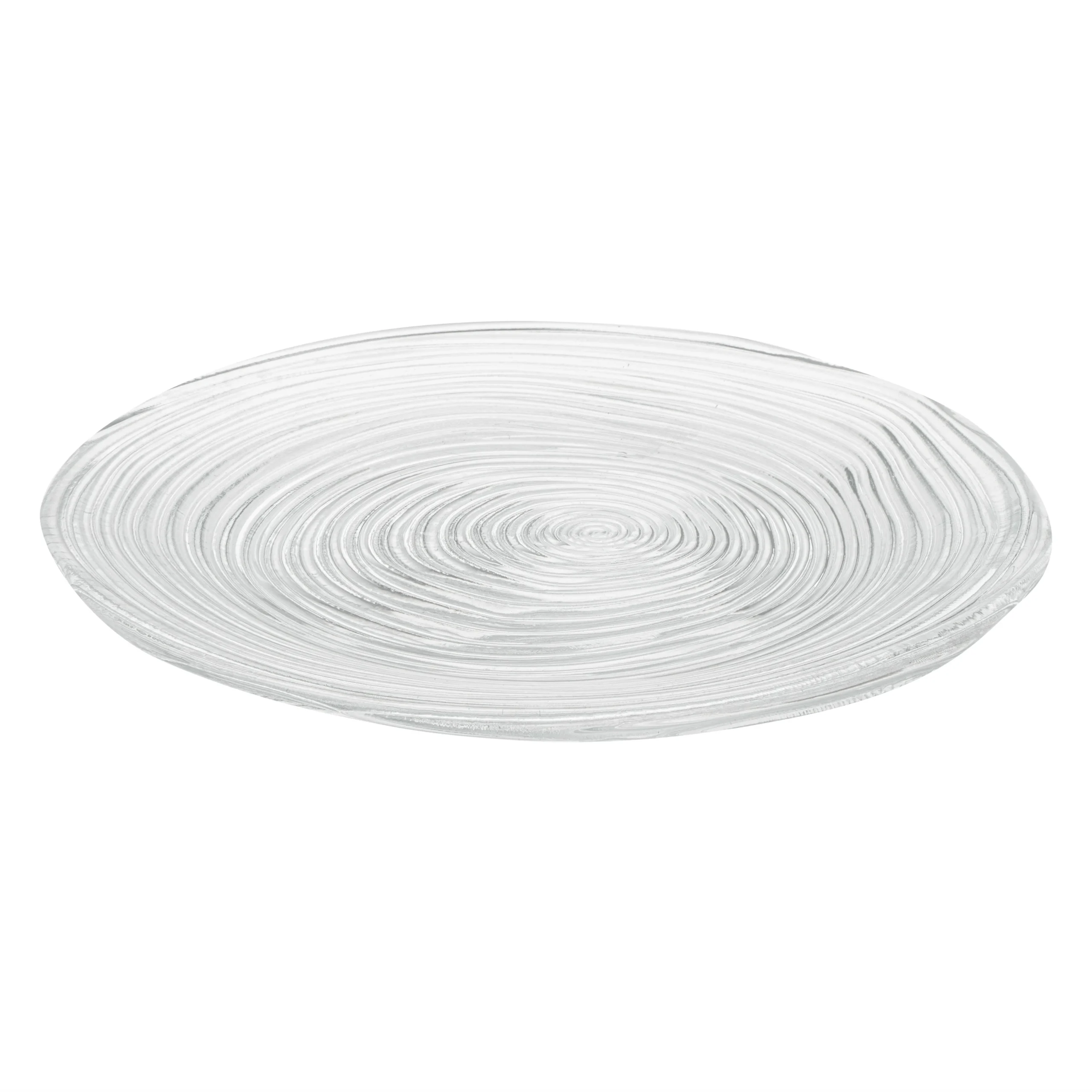 Plates, Vetri 9.5 x 9.5 x 0.75 Inch, Glass Swirl, Clear, Round,6 - 1 EACH