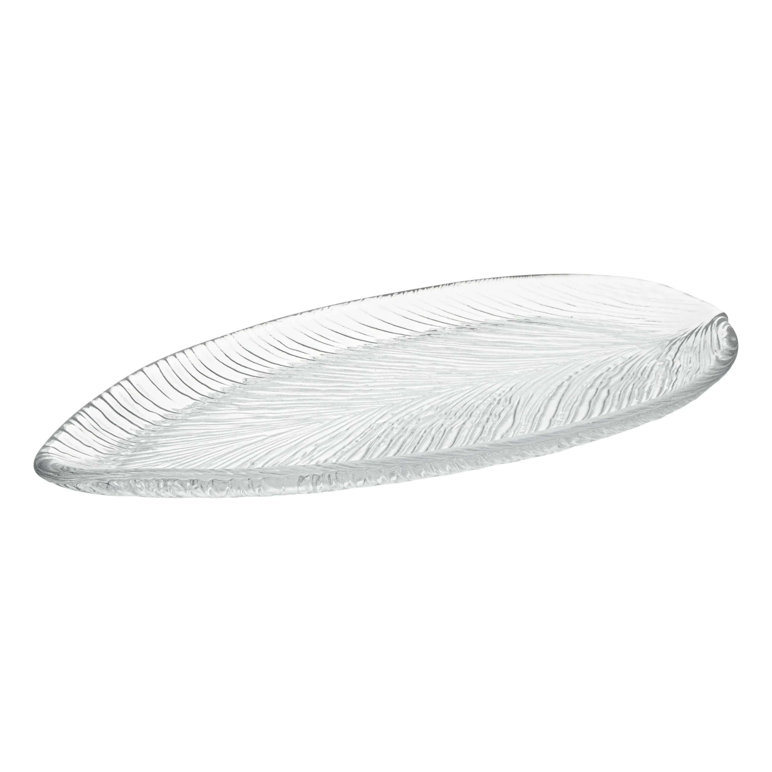 Plates, Serving, Vetri 11.75 x 5.5 x 0.75 Inch, Glass, Clear, Leaf,6 - 1 EACH