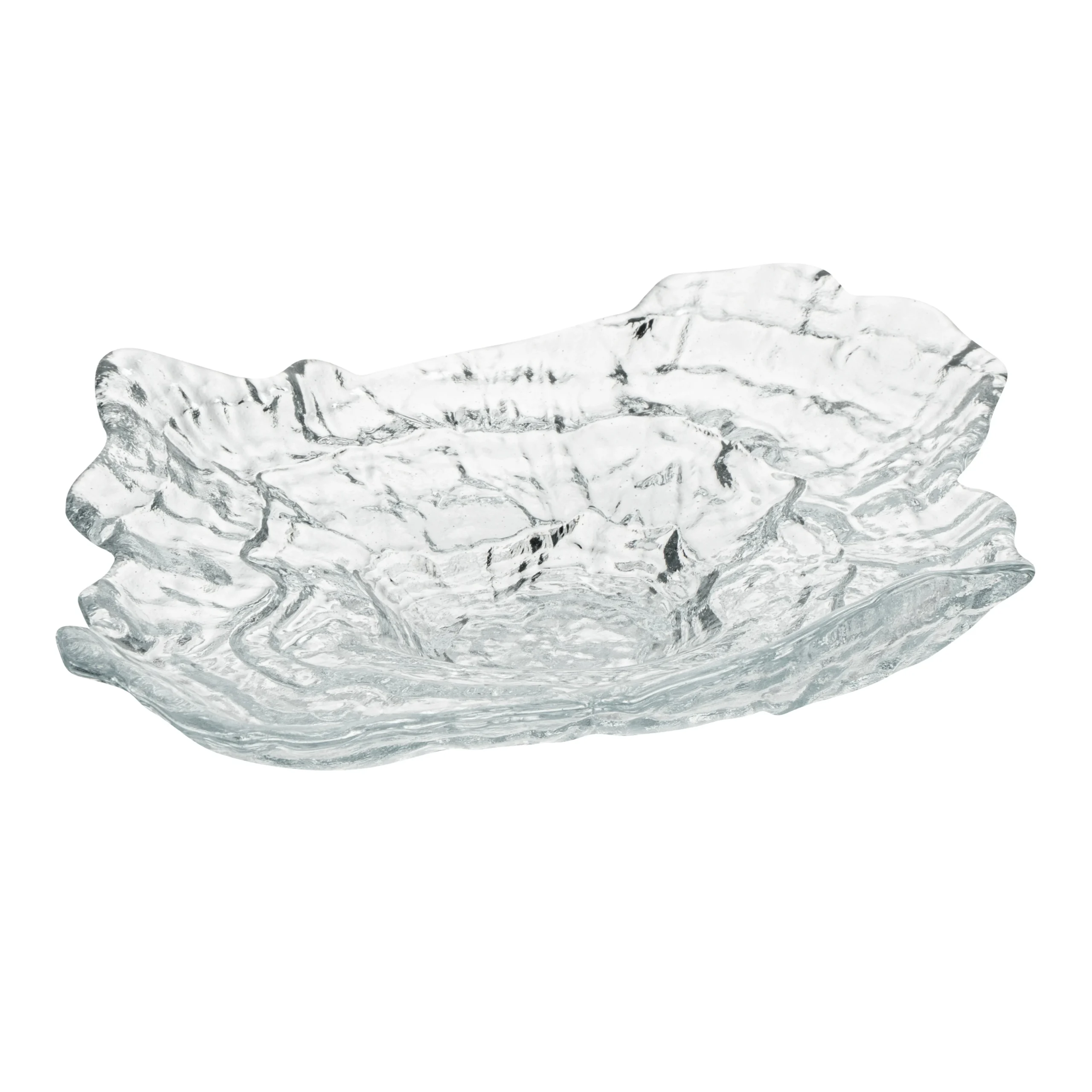 Plates, Vetri 8.75 x 6.75 x 1.75 Inch, Glass, Clear, Abstract Seashell,6 - 1 EACH