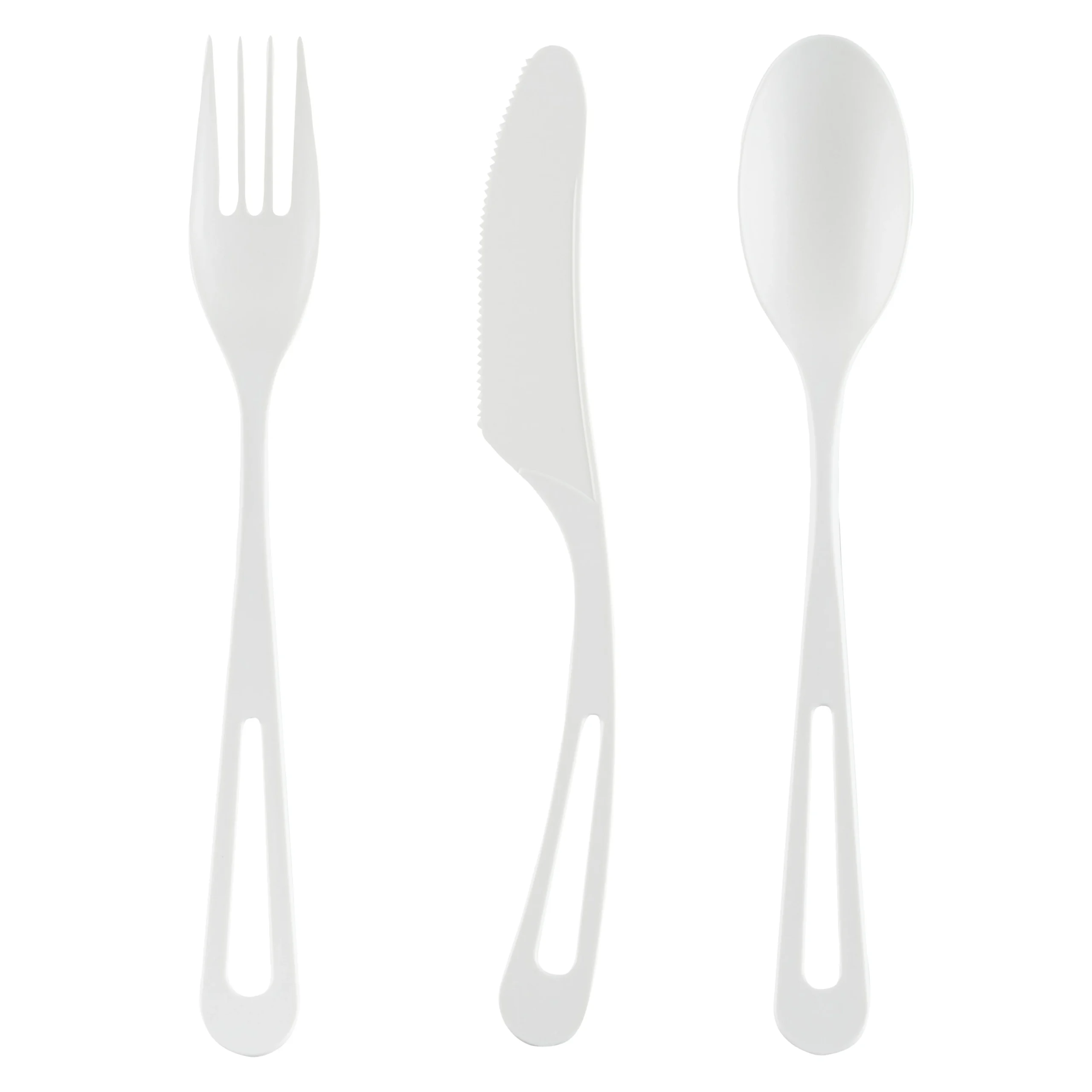 Cutlery Kits, Fork/Knife/Spoon, 7.5 Inch, Plastic, White, Heat Resistant & Compostable, Wrapped, CPLA,100 - 1 EACH