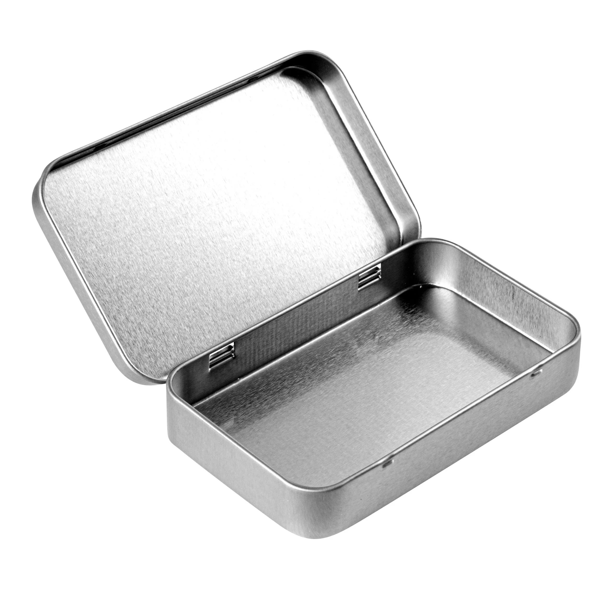 Containers, RW Base 6 Ounce, Tin, Silver, Rectangular, with Hinged Lid,100 - 1 EACH