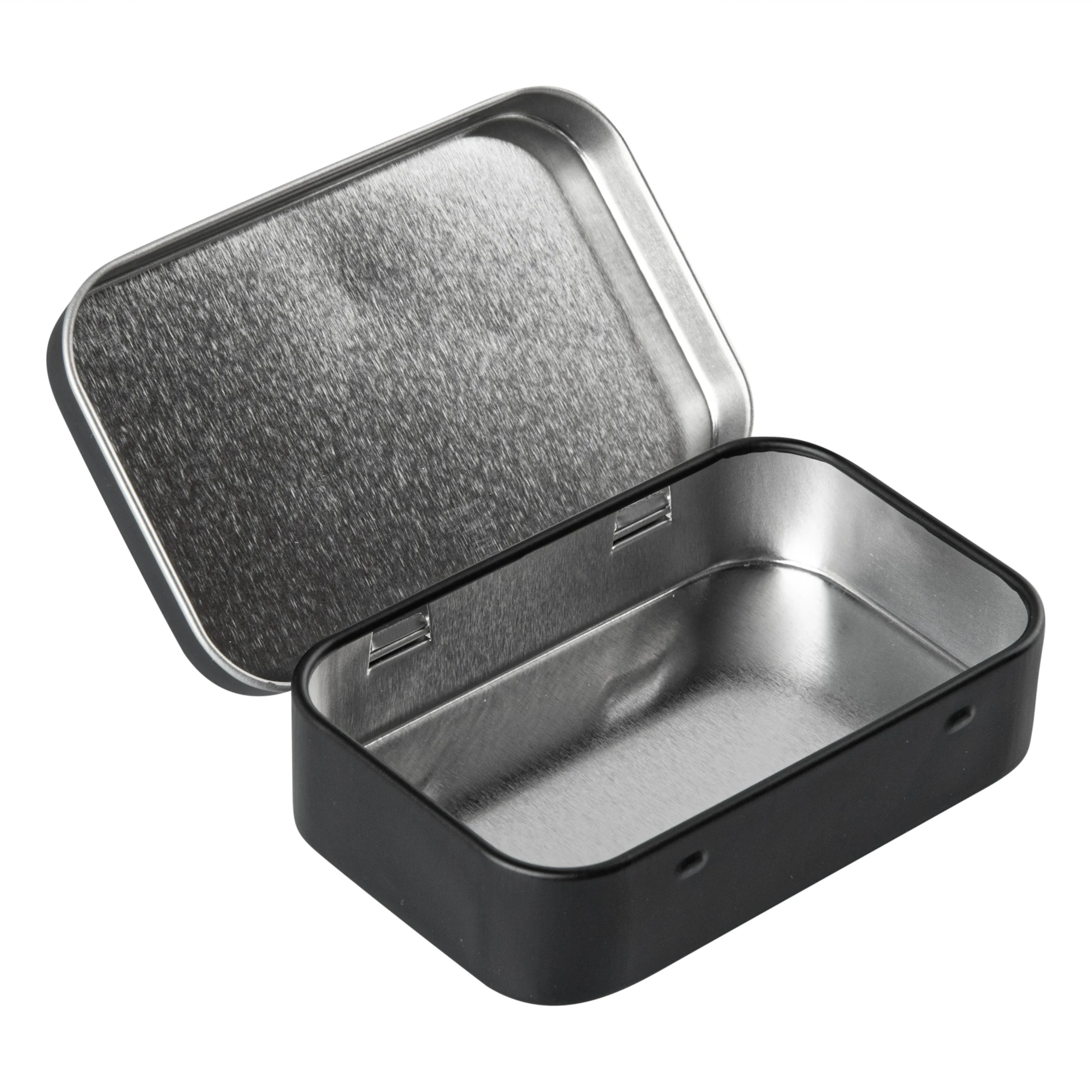 Containers, RW Base 4 Ounce, Tin, Black, Rectangular, with Hinged Lid,100 - 1 EACH