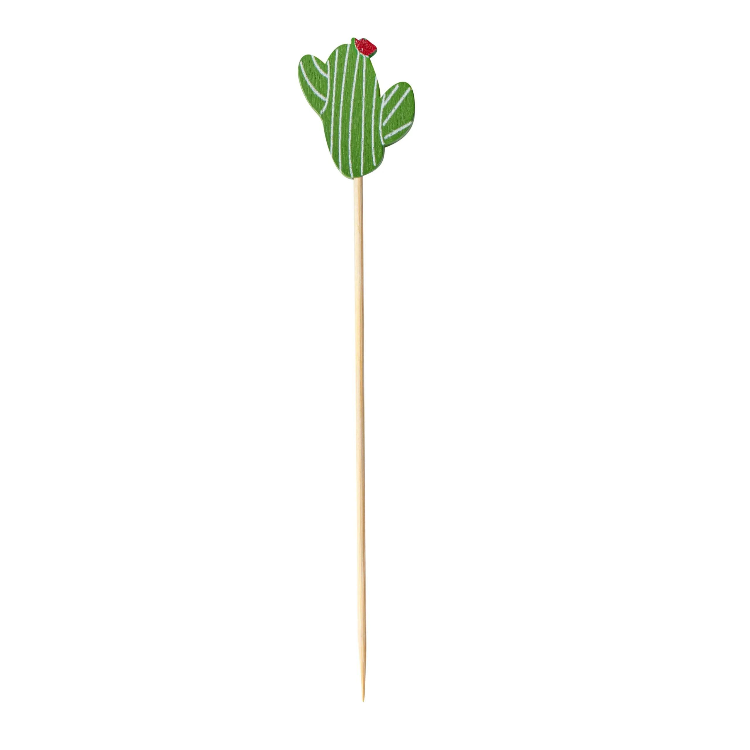 Skewers, 4.75 Inch, Bamboo, Green Cactus with Flower,1000 - 1 EACH