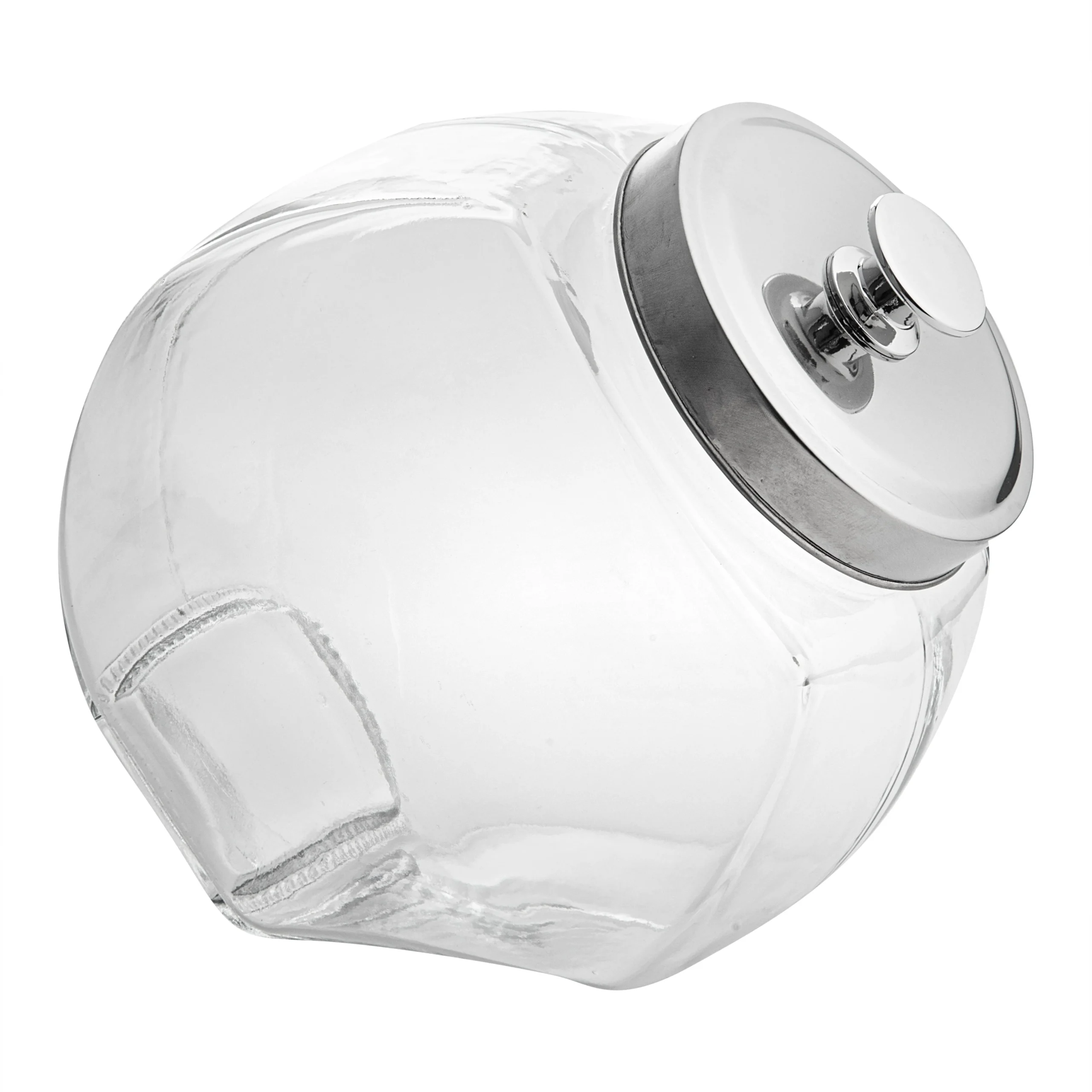 Jar, Penny, Vetri 0.5 Gallon, Glass, with Chrome Lid, 4 x 4 x 7.5 Inch,1 - 1 EACH