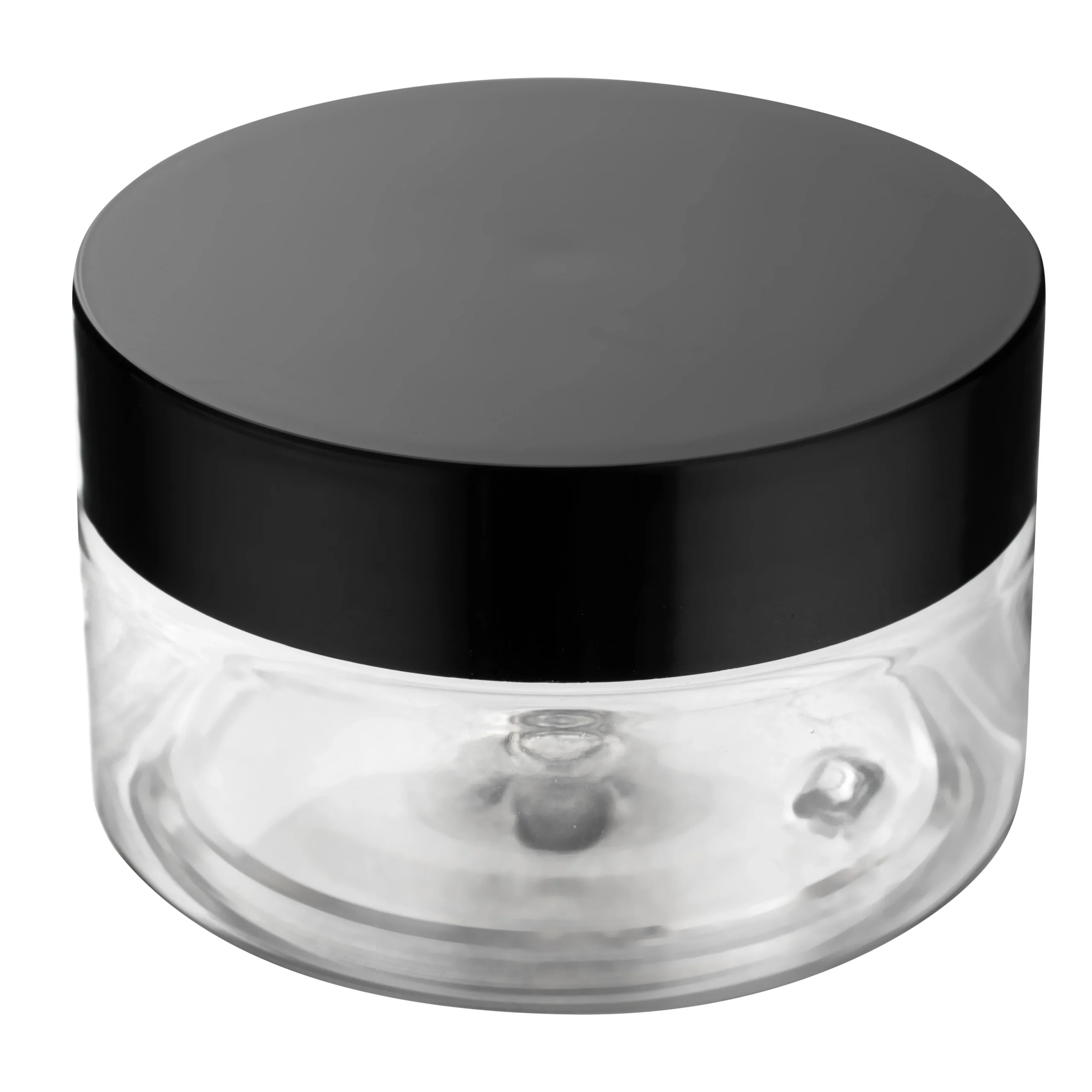 Jars, Candy & Snack, RW Base 4 Ounce, Clear, Plastic, with Black Plastic Lid, Round, 2.75 x 2.75 x 1.5 Inch,100 - 1 EACH