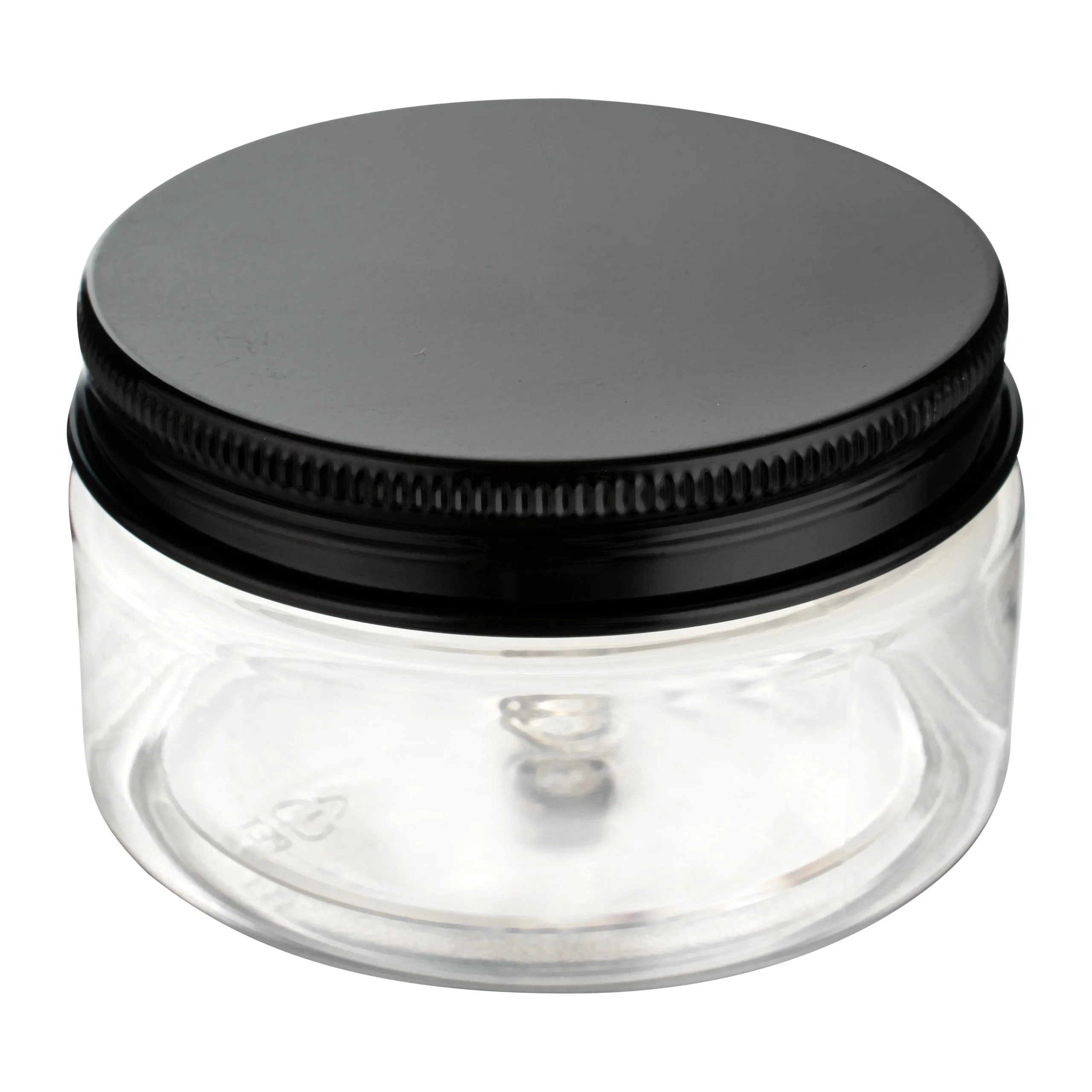 Jars, Candy & Snack, RW Base 4 Ounce, Clear, Plastic, with Black Aluminum Lid, Round, 2.75 x 2.75 x 1.5 Inch,100 - 1 EACH