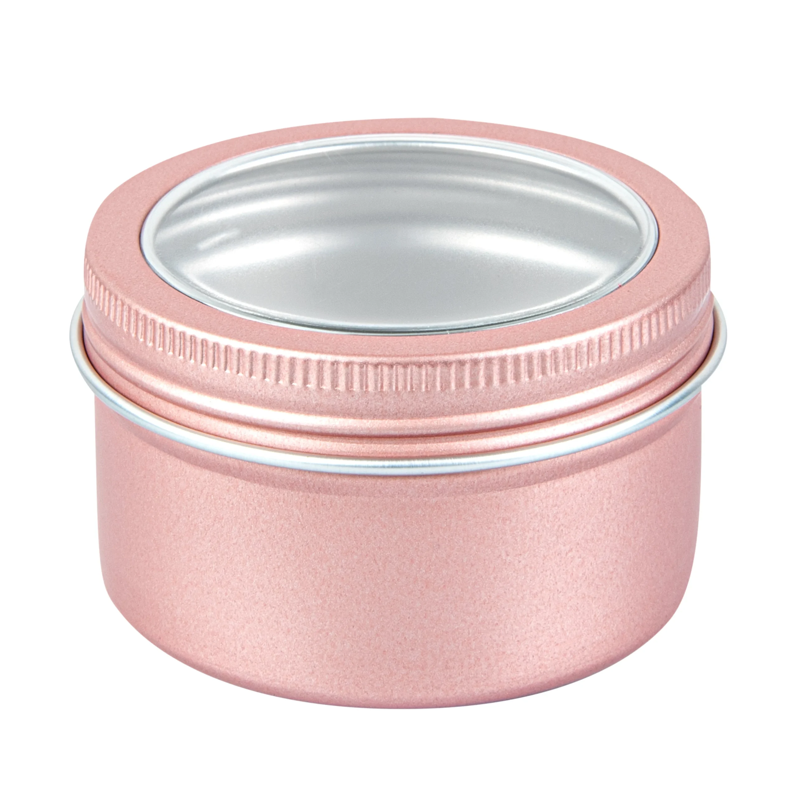 Containers, RW Base 4 Ounce, Tin, Rose Gold, Round, with Window Lid,10 - 1 EACH