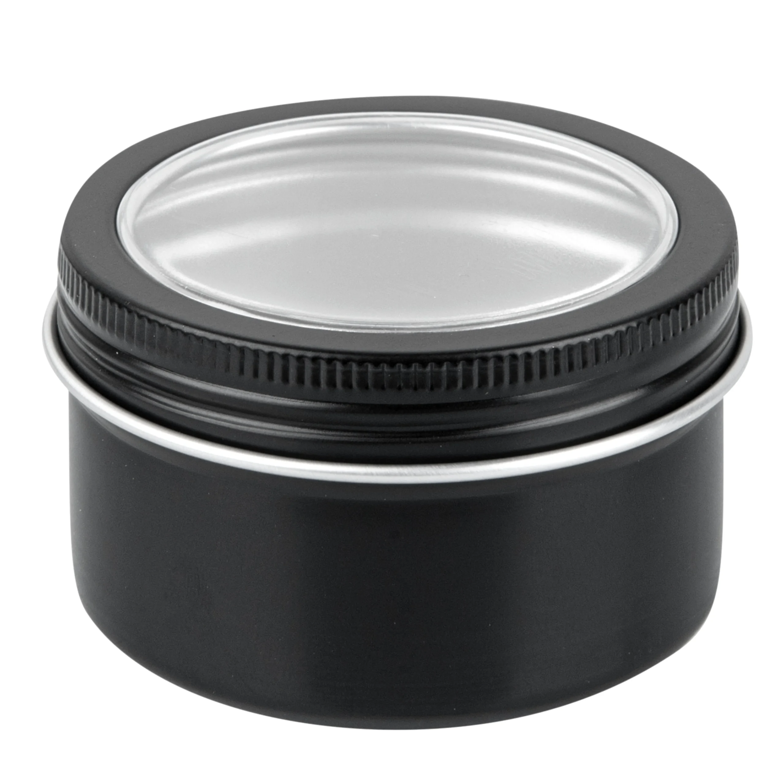 Containers, RW Base 4 Ounce, Tin, Black, Round, with Window Lid,10 - 1 EACH