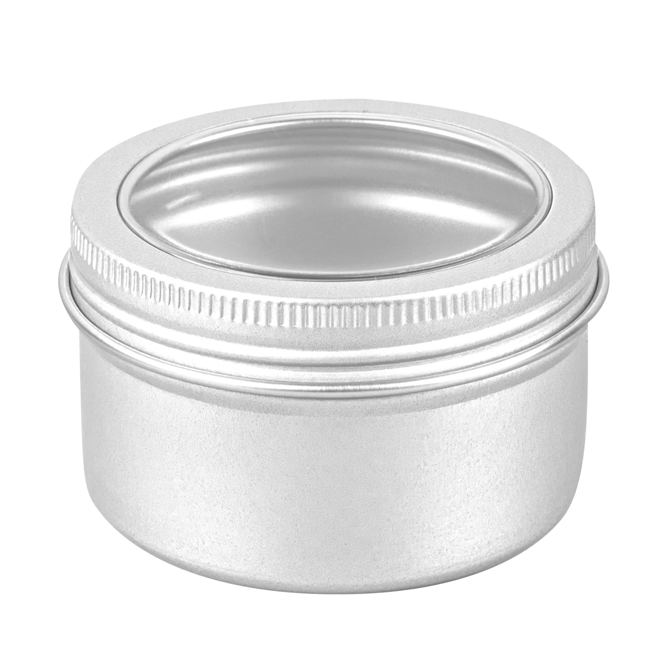 Containers, RW Base 4 Ounce, Tin, Silver, Round, with Window Lid,10 - 1 EACH