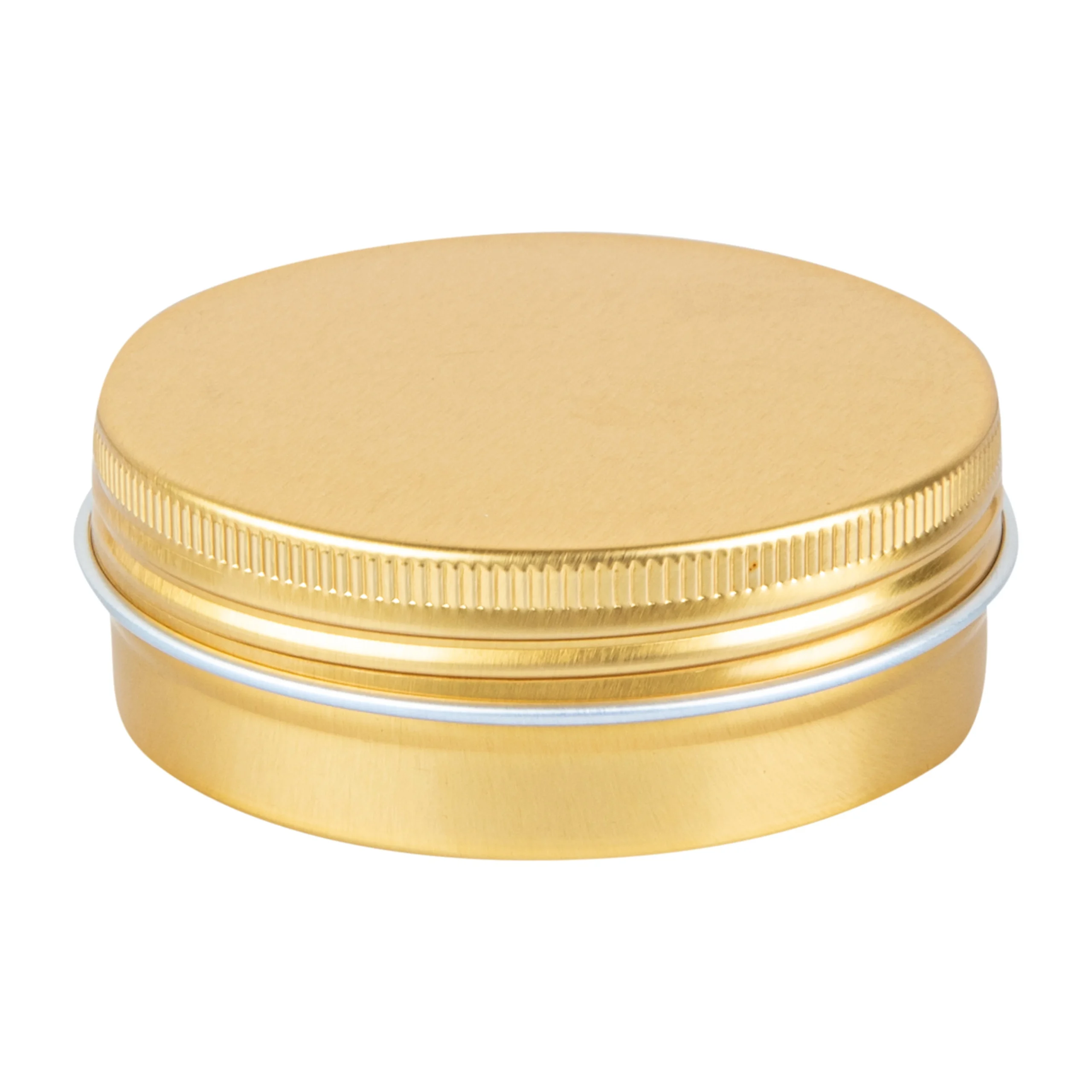 Containers, RW Base 2 Ounce, Tin, Gold, Round, with Screw Lid,10 - 1 EACH