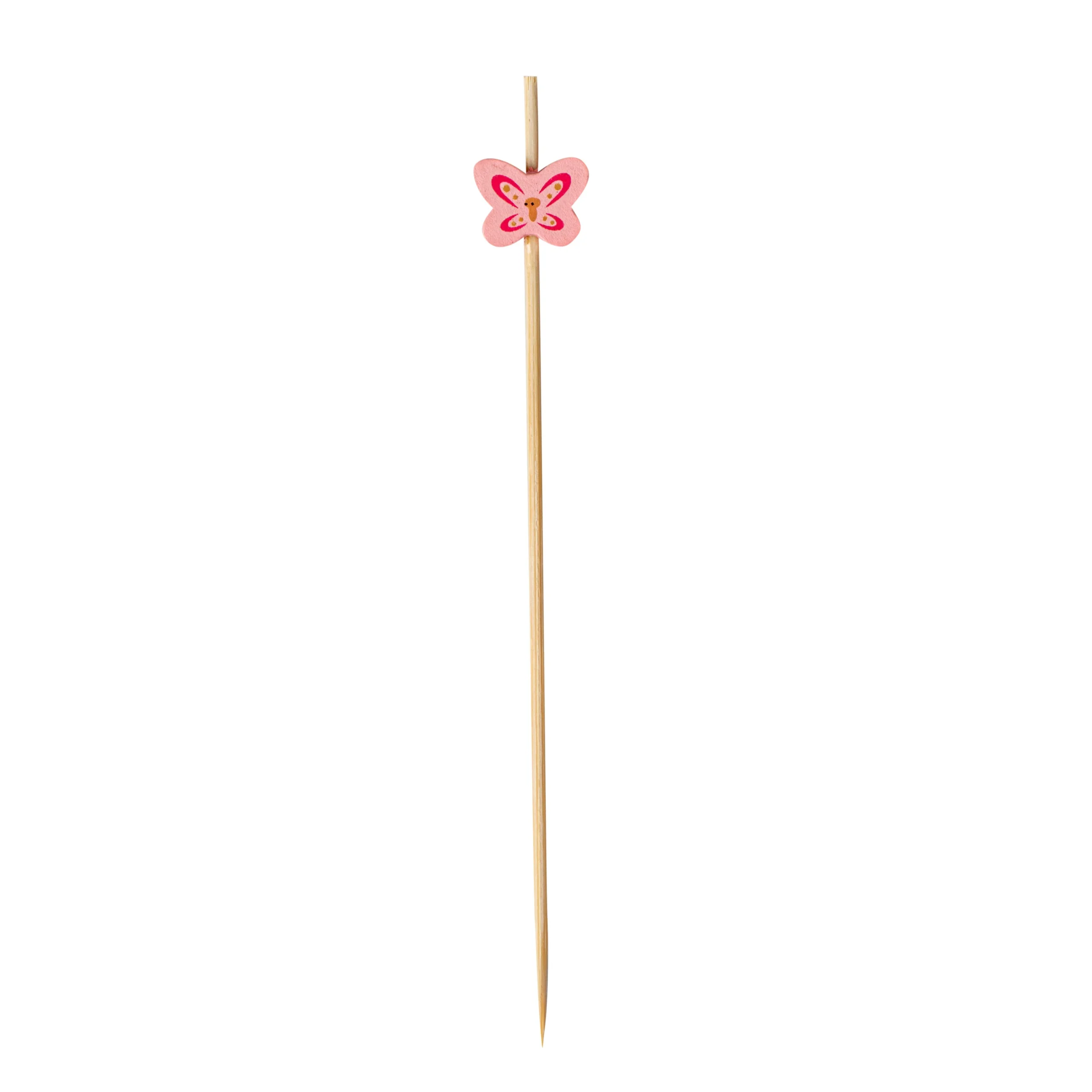 Skewers, 4.75 Inch, Bamboo, Pink Butterfly,100 - 1 EACH