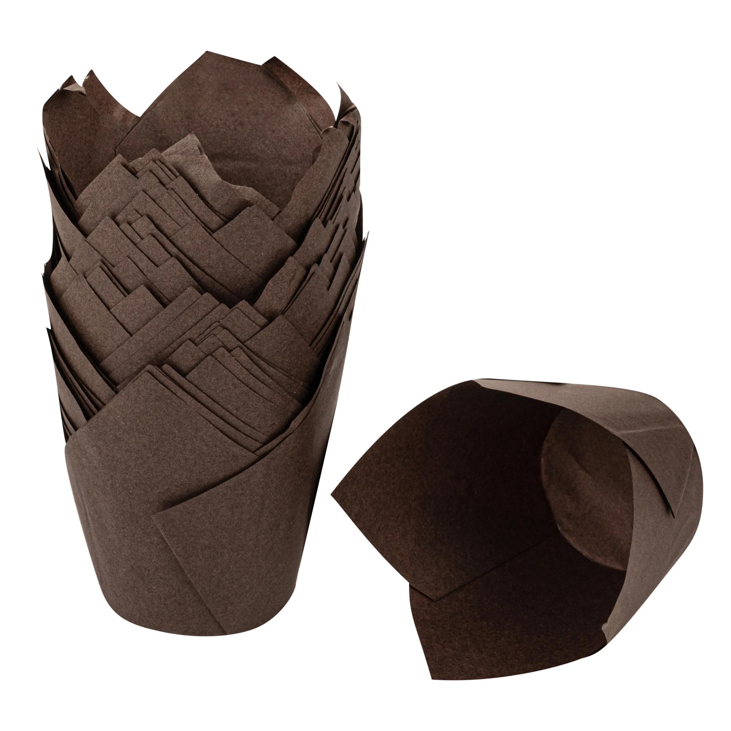 Cups, Baking, 3.50 Ounce, Greasproof Paper, Brown, Tulip, 3.25 x 3.25 x 3.25 Inch,50 - 1 EACH