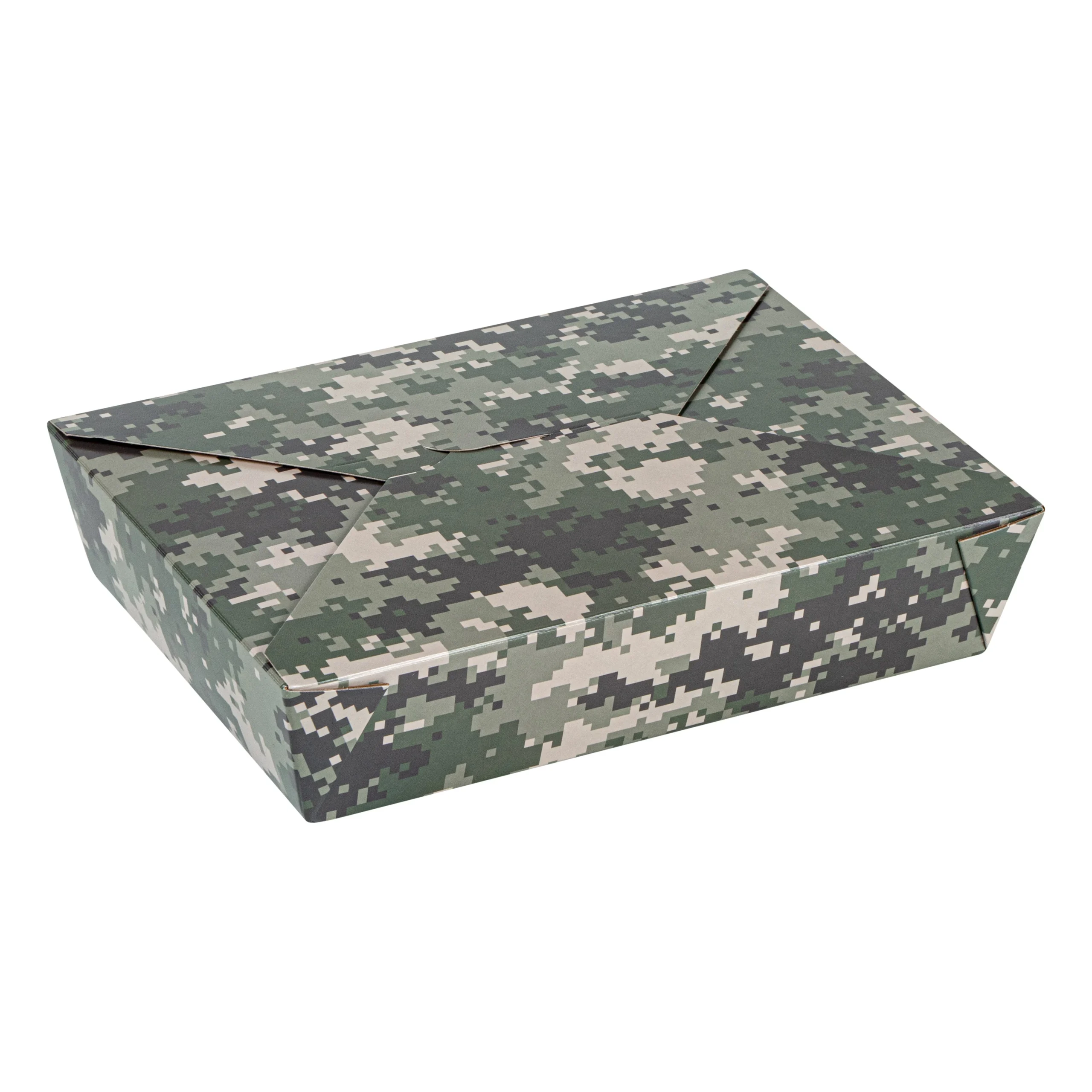 Containers, Take-Out, 49 Ounce, Paper, Camouflage, 8.50 x 6.25 x 2 Inch, Rectangular, #2,50 - 1 EACH