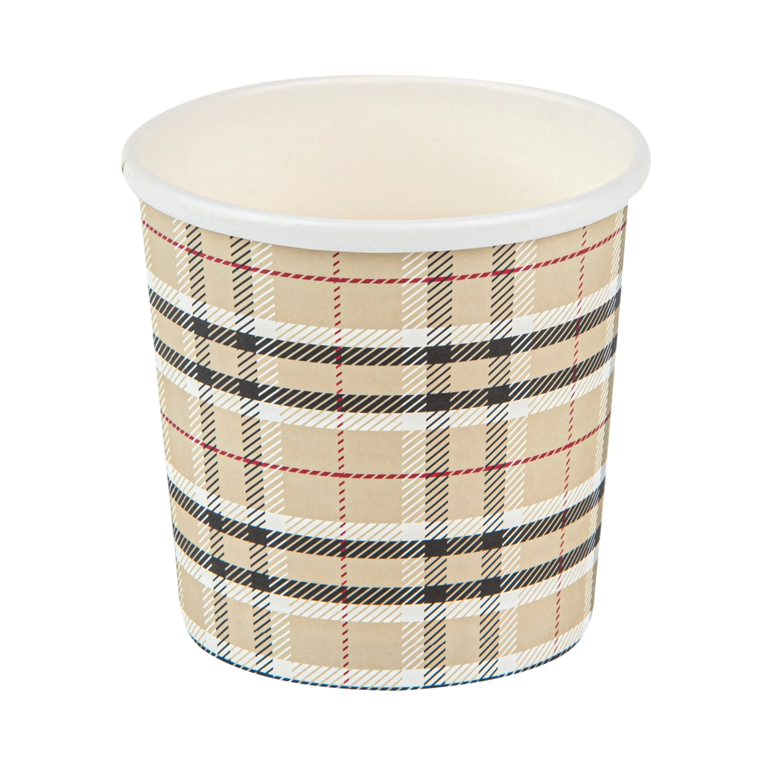 Containers, Soup, 12 Ounce, Paper, Plaid, 3.50 x 3.50 x 3.50 Inch, Round,25 - 1 EACH