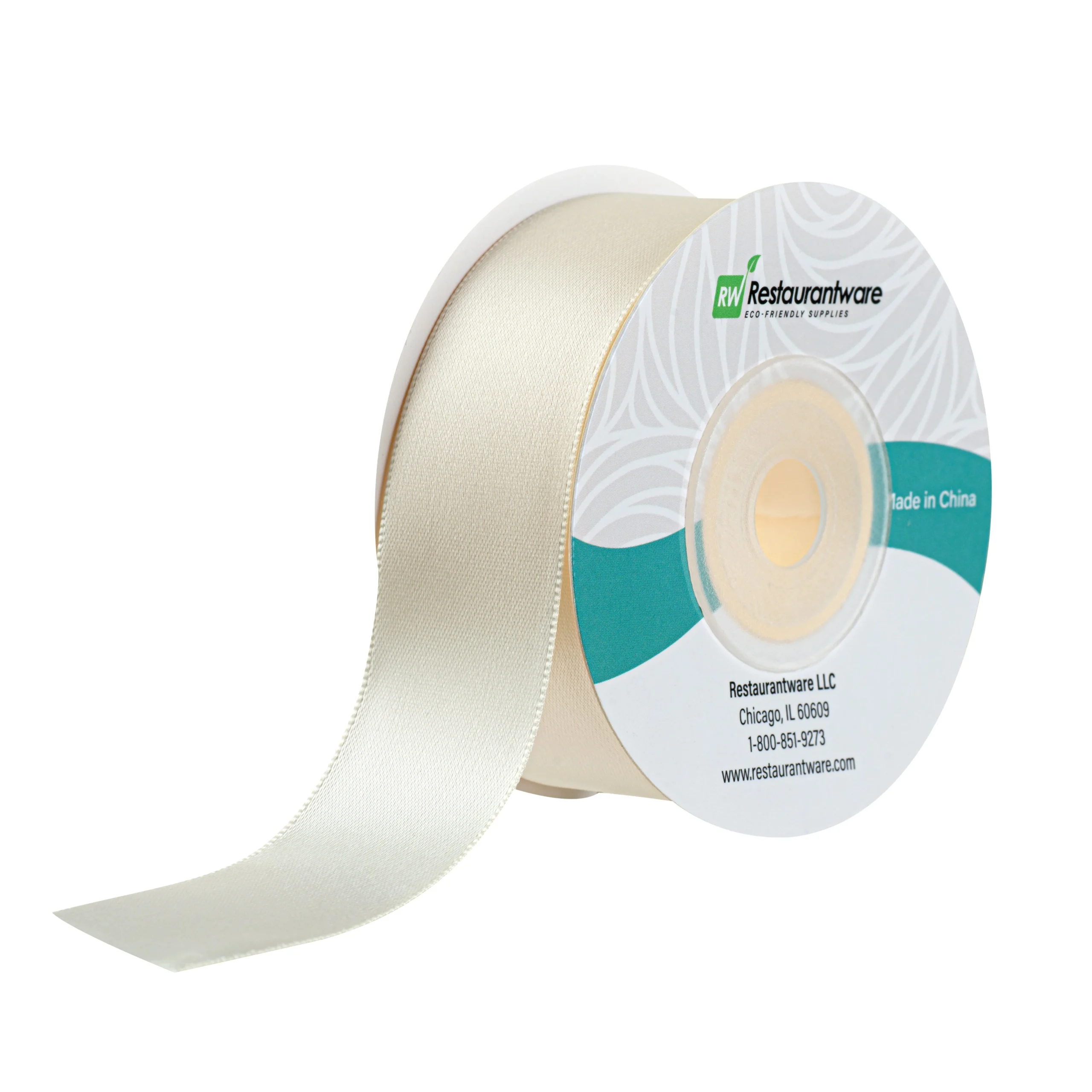 Ribbons, Satin, Gift Tek 1 Inch, Single-Face, Ivory White, Polyester, 10 Yard,1 - 30 FOOT