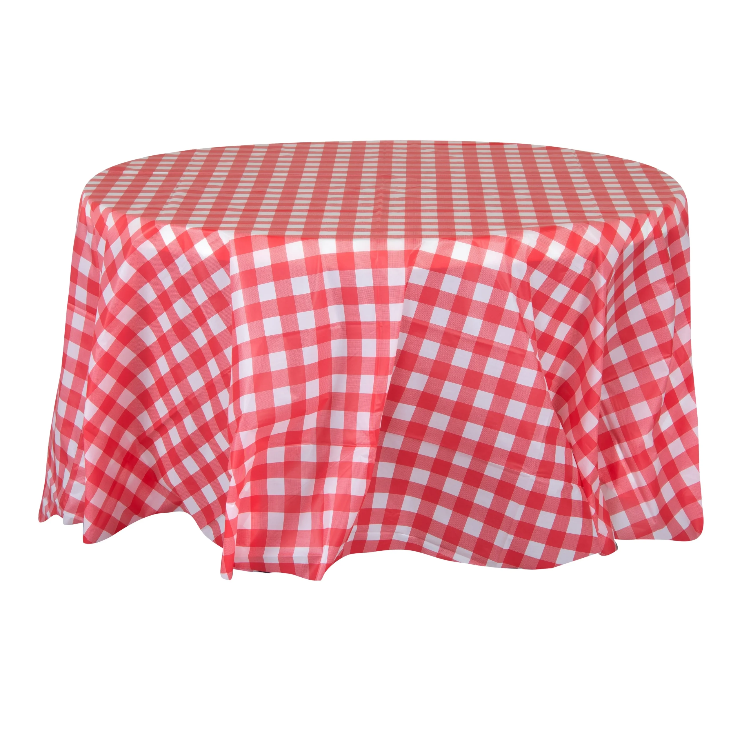 Covers, Table, Table Tek 84 Inch, Plastic, Red Gingham, Round,2 - 1 EACH