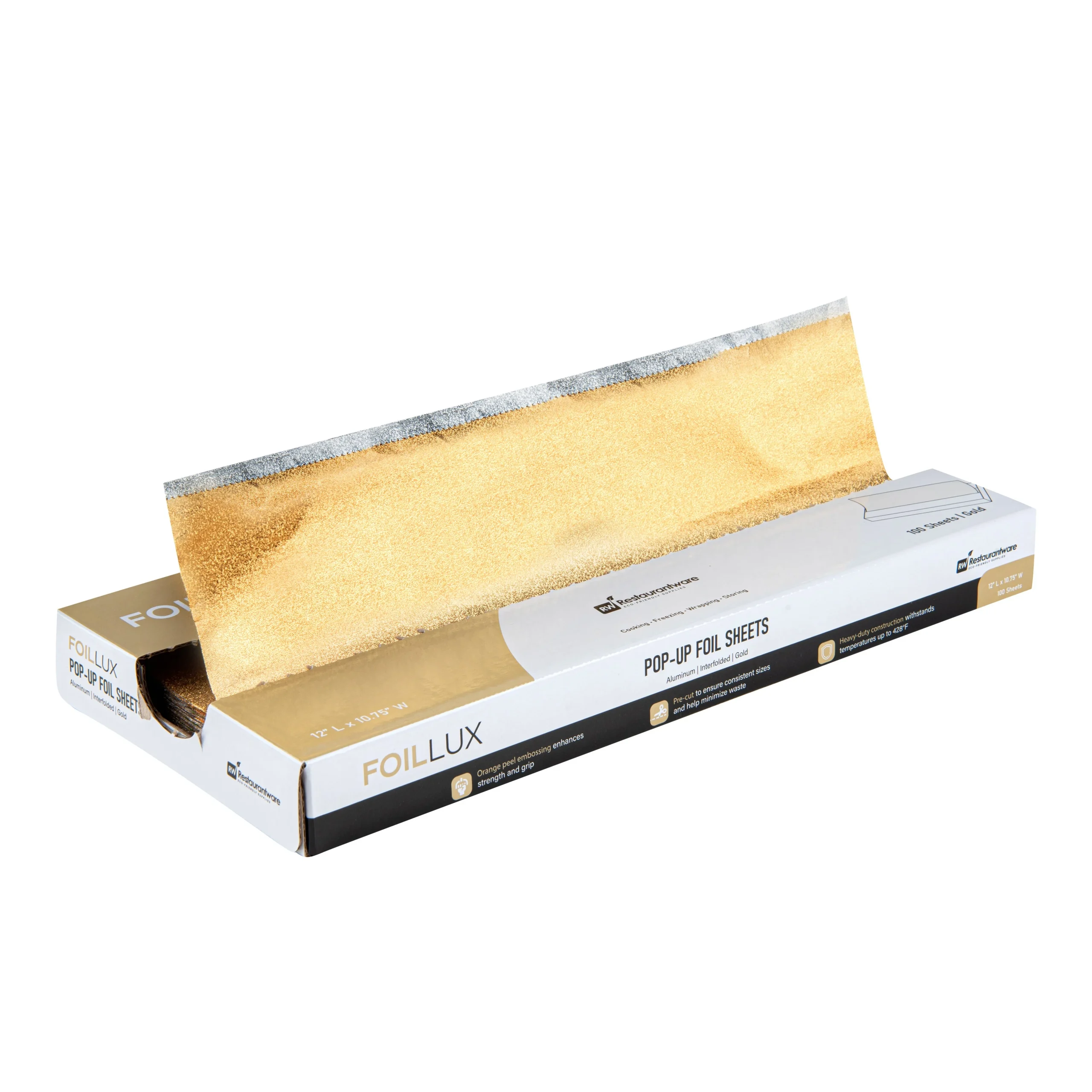 Sheets, Food Service, Foil Lux 10.75 x 9 Inch, Aluminum Foil, Gold, Embossed, Pop-Up, Interfolded,100 - 1 EACH