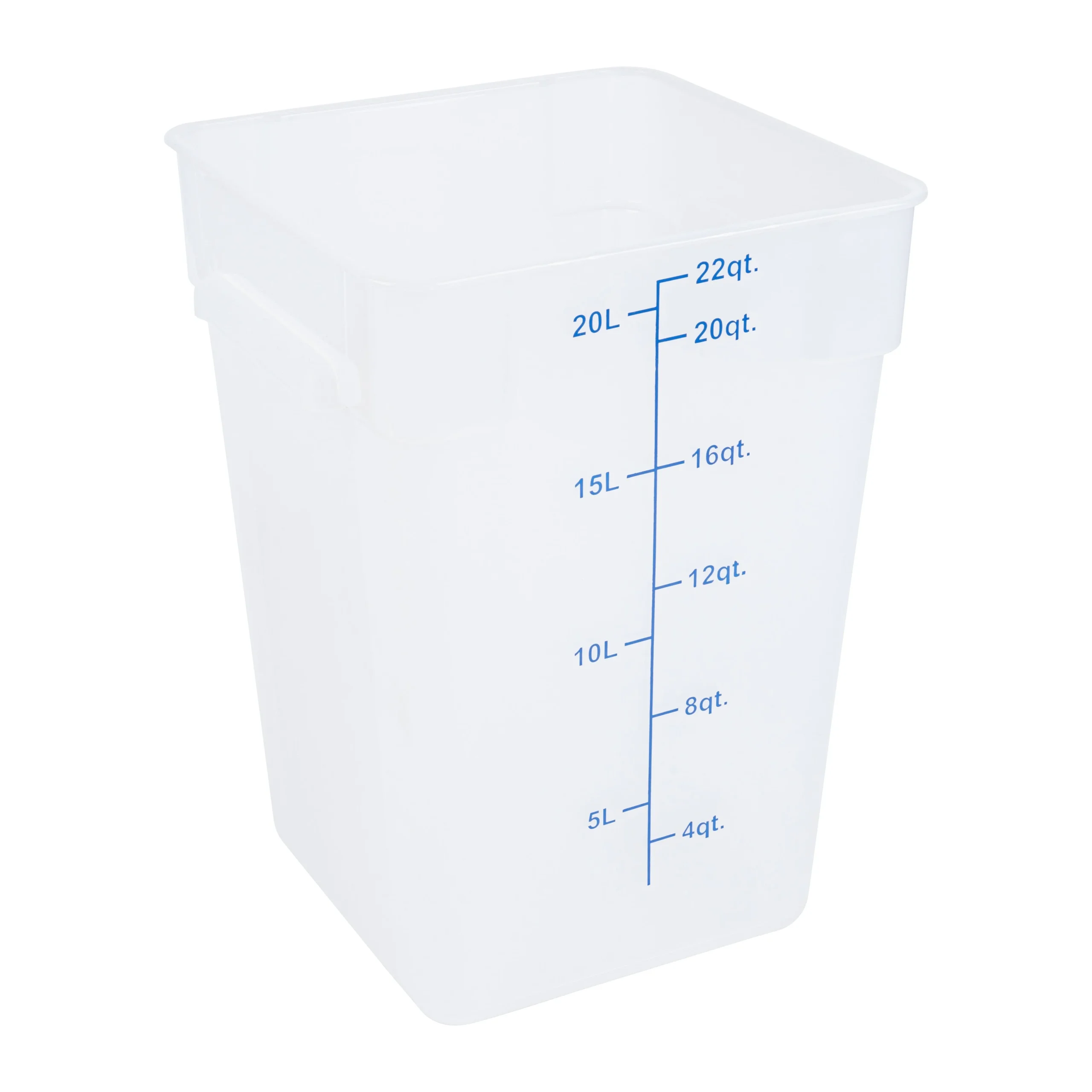 Containers, Food Storage, Met Lux 22 Quart, Square, Translucent, 11 x 11 x 15.50 Inch, with Blue Volume Markers,1 - 1 EACH