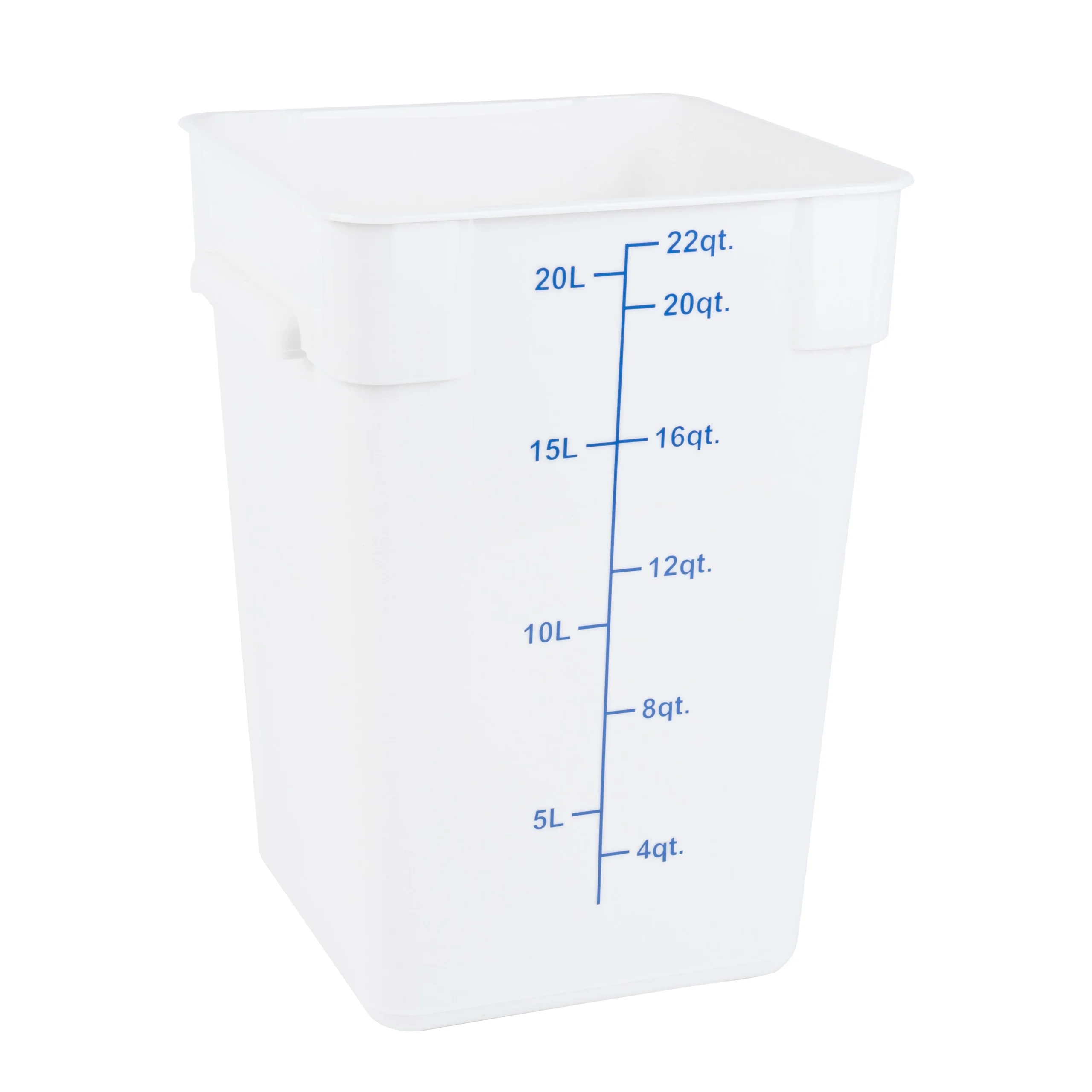 Containers, Food Storage, Met Lux 22 Quart, Square, White, 11 x 11 x 15.50 Inch, with Blue Volume Markers,1 - 1 EACH
