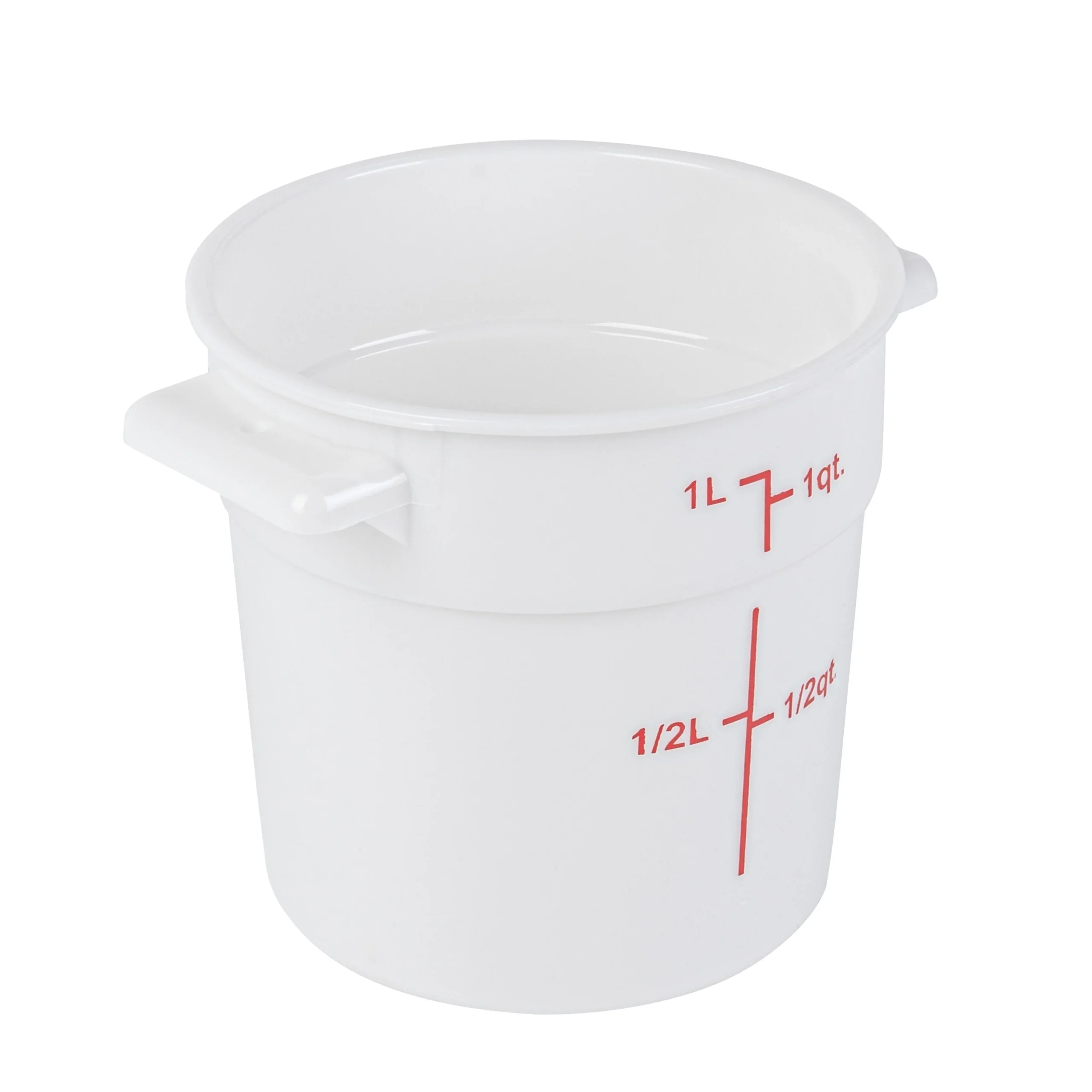 Containers, Food Storage, Met Lux 1 Quart, Round, White, 5 x 5 x 5 Inch, with Red Volume Markers,1 - 1 EACH