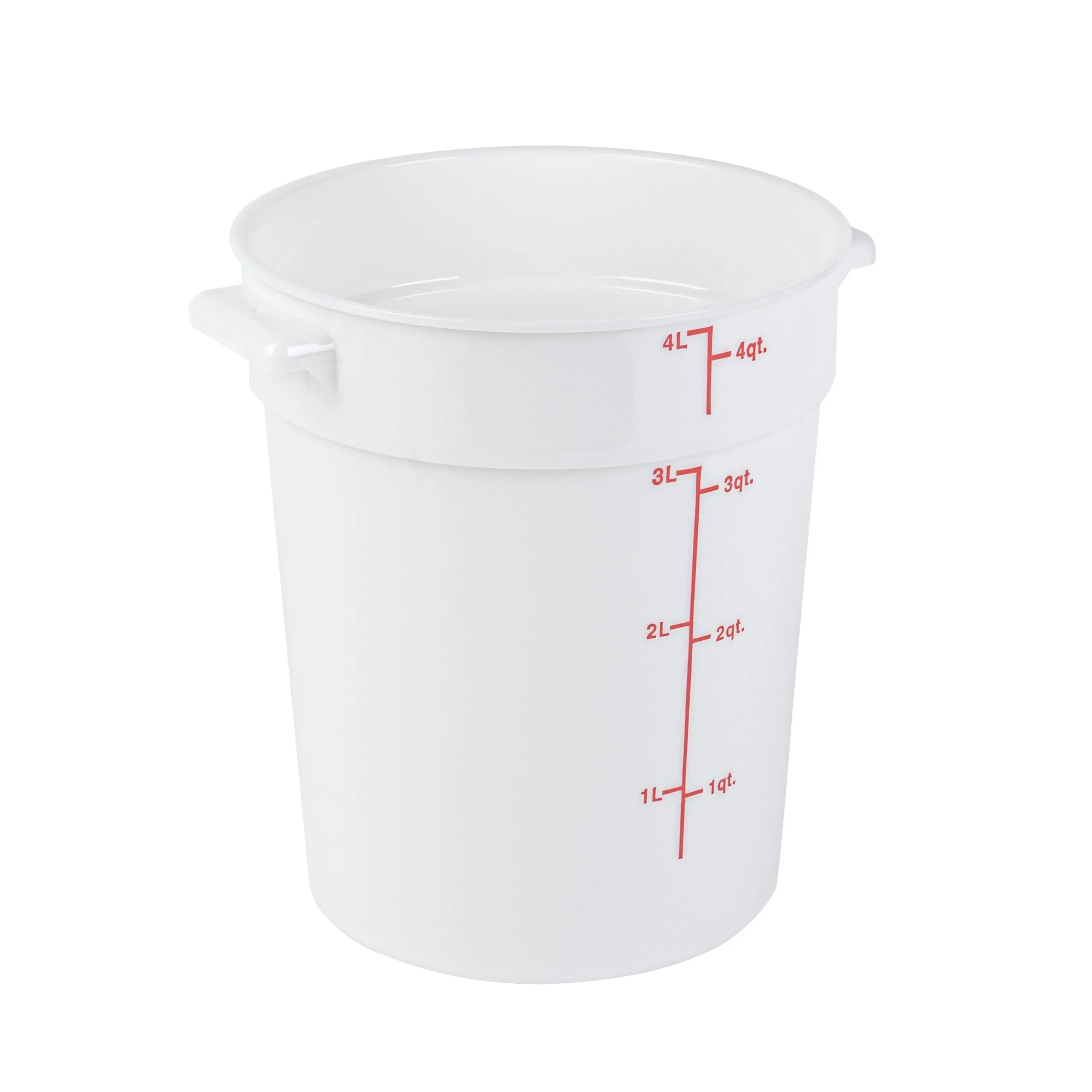 Containers, Food Storage, Met Lux 4 Quart, Round, White, 7.25 x 7.25 x 8.50 Inch, with Red Volume Markers,1 - 1 EACH