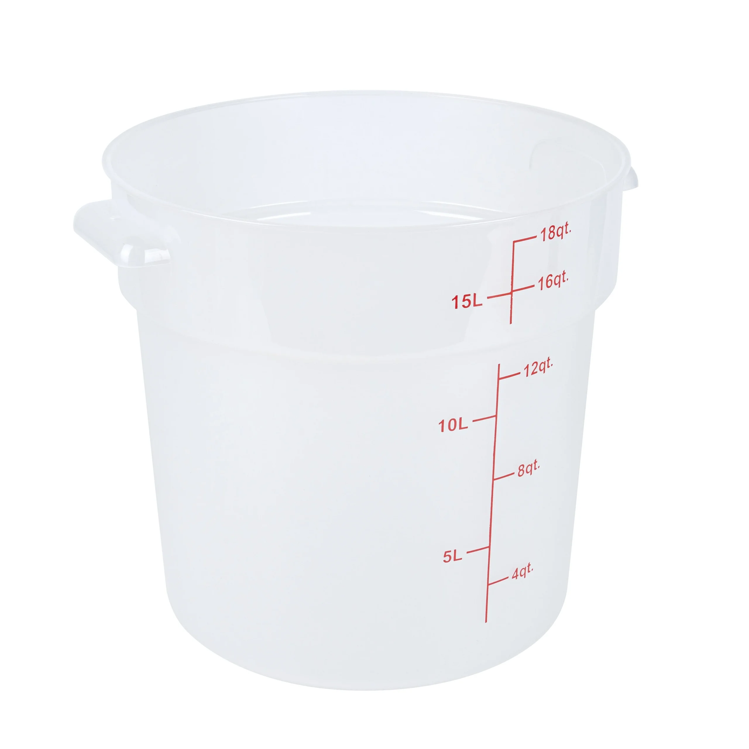 Containers, Food Storage, Met Lux 18 Quart, Round, Translucent, 12.25 x 12.25 x 12 Inch, with Red Volume Markers,1 - 1 EACH