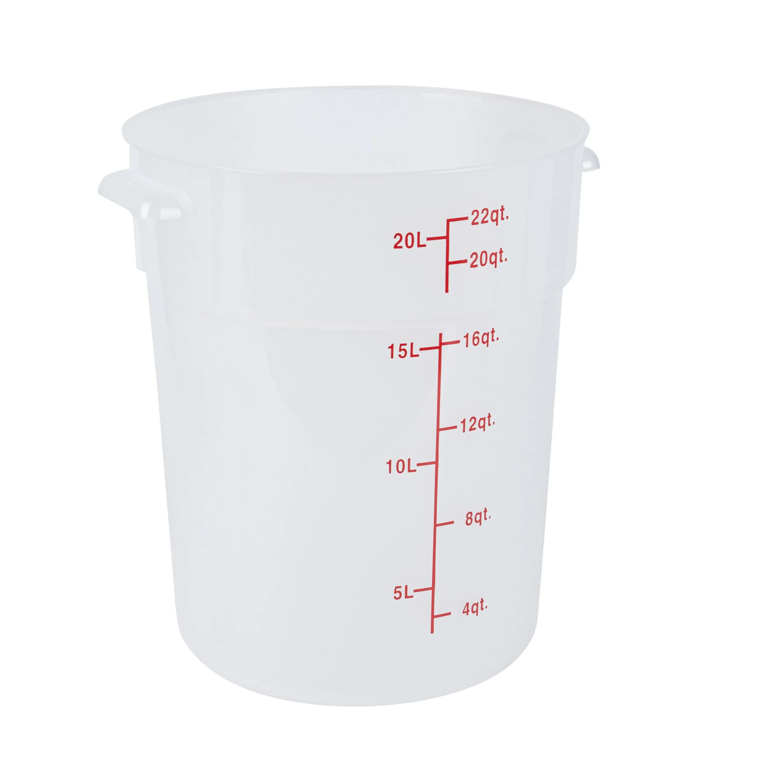 Containers, Food Storage, Met Lux 22 Quart, Round, Translucent, 12.25 x 12.25 x 15 Inch, with Red Volume Markers,1 - 1 EACH