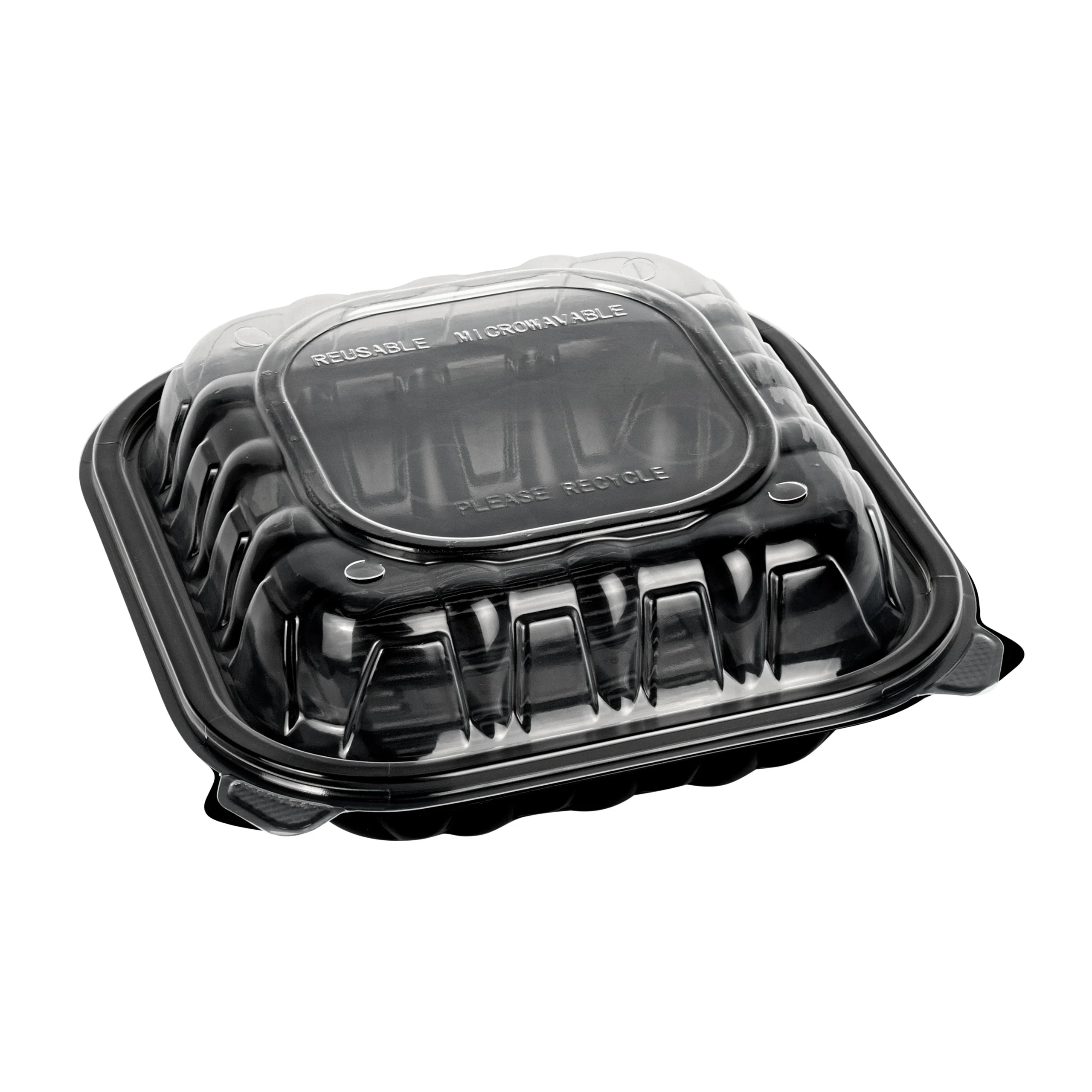 Containers, Thermo Tek 34 Ounce, Plastic, Black, 8 x 8 x 3 Inch, Clamshell,50 - 1 EACH