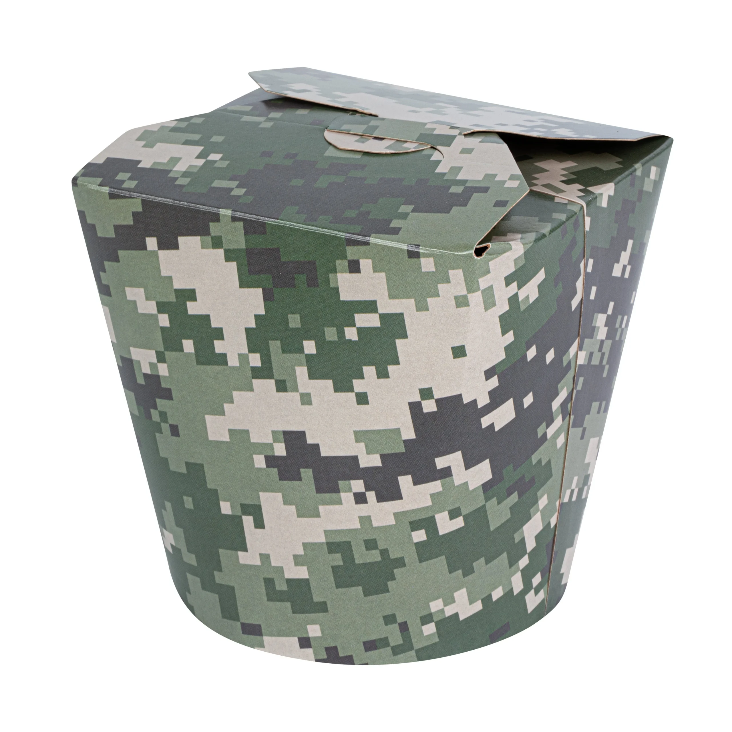 Containers, Take-Out Noodle, Bio Tek 26 Ounce, Paper, Camouflage, 4 x 3.50 x 3.75 Inch, Round,4 - 50 COUNT